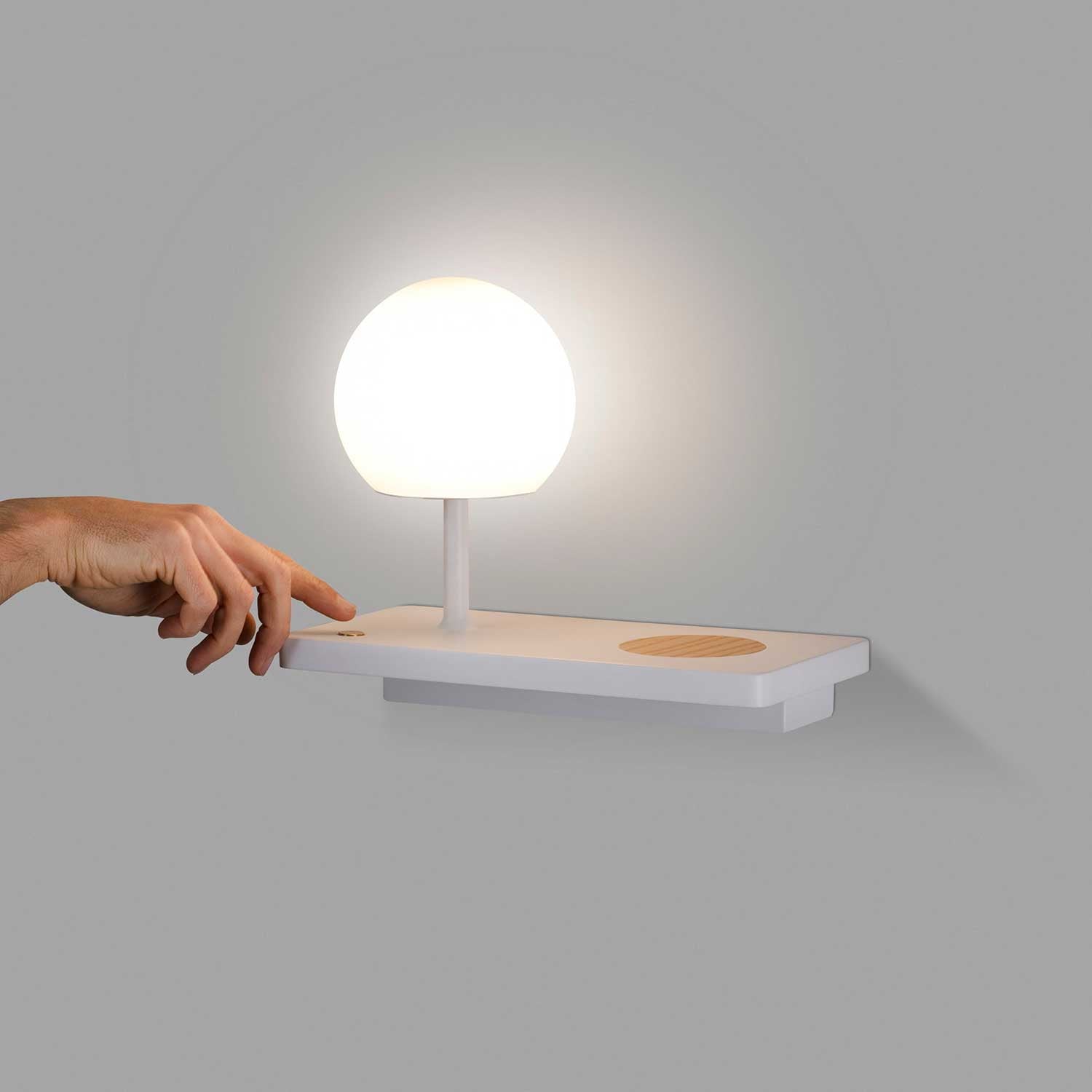 Niko - Wall sconce shelf with USB port for bedroom