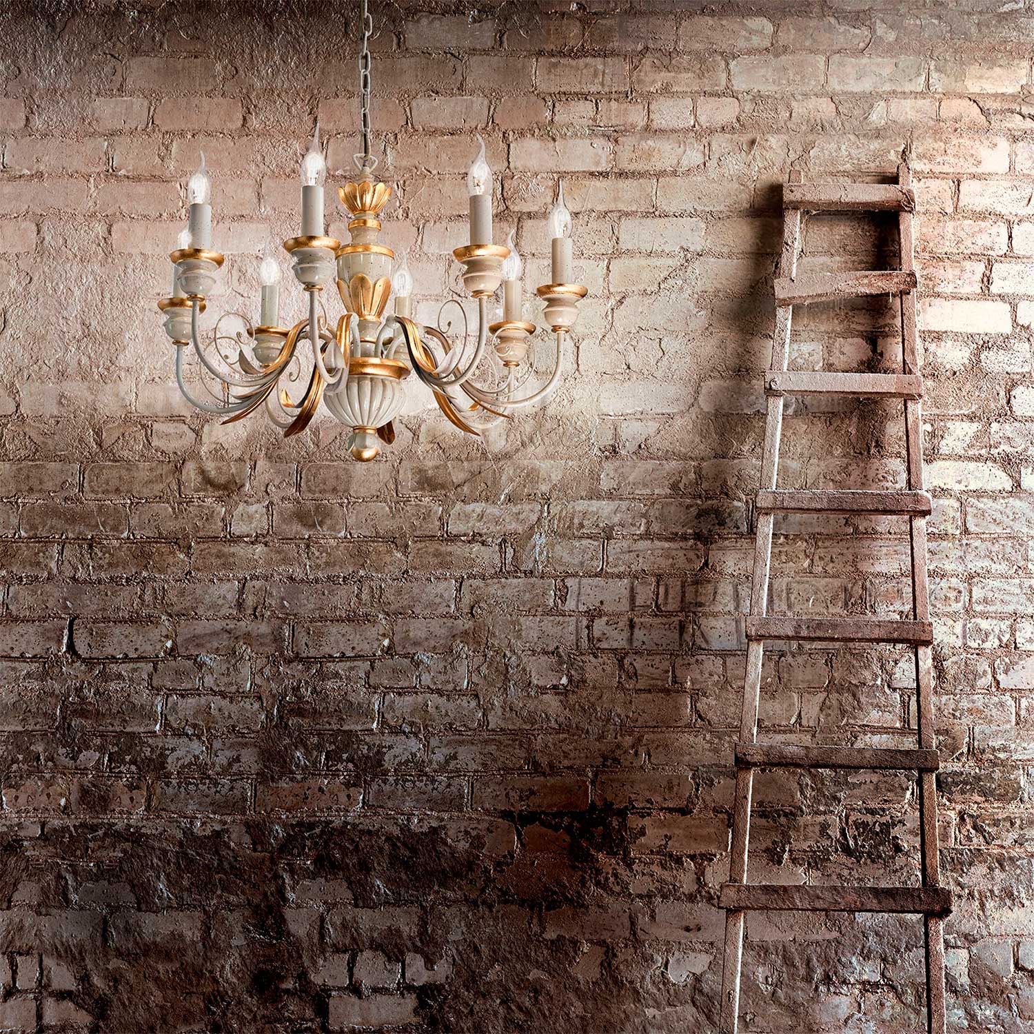 Firenze - Italian iron chandelier with aged finish, handcrafted