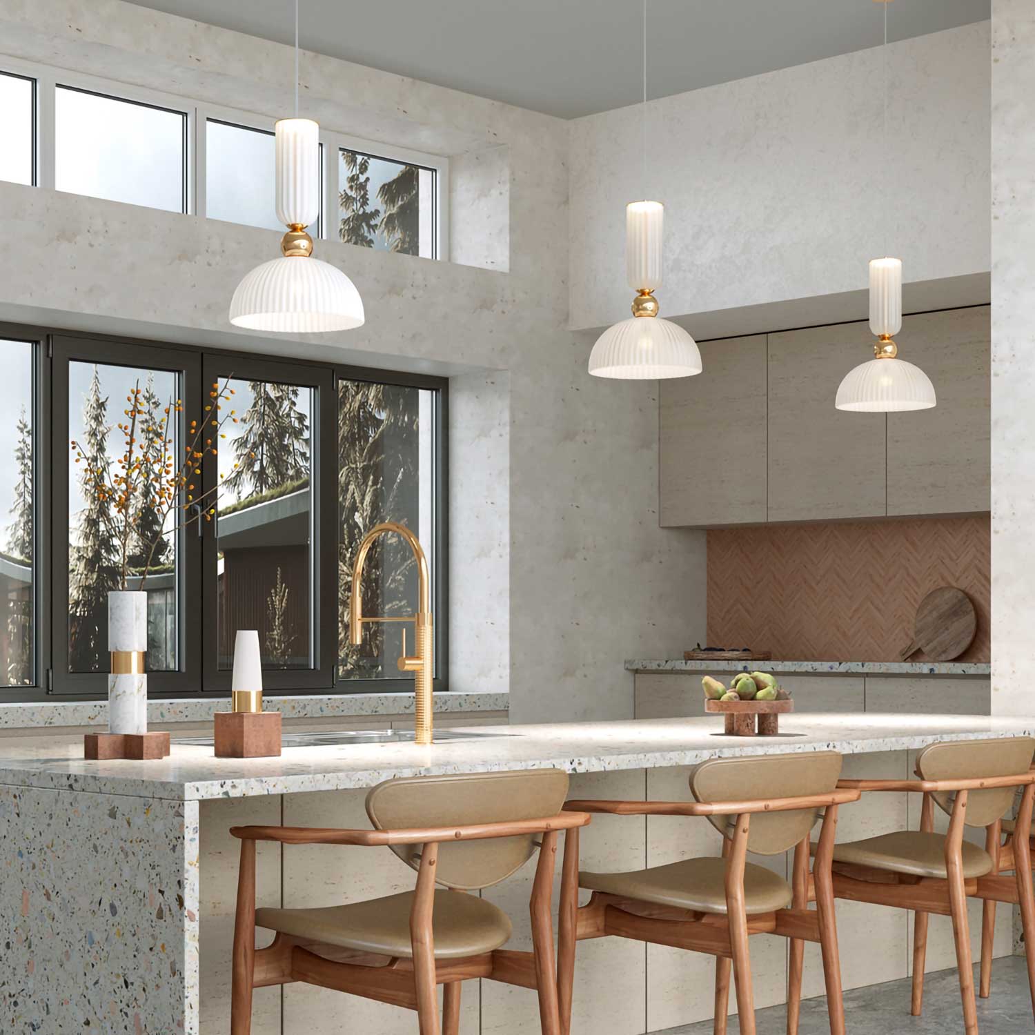 Antic - Chic design glass art deco pendant light for bedroom