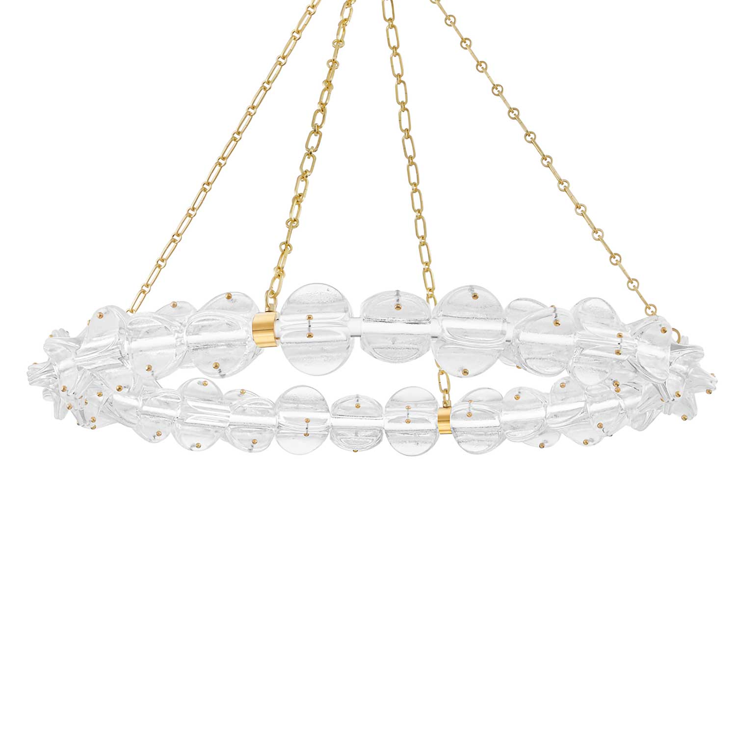 Lindley - Großer goldener Kronleuchter aus Messing und elegantem luxuriösem Glas