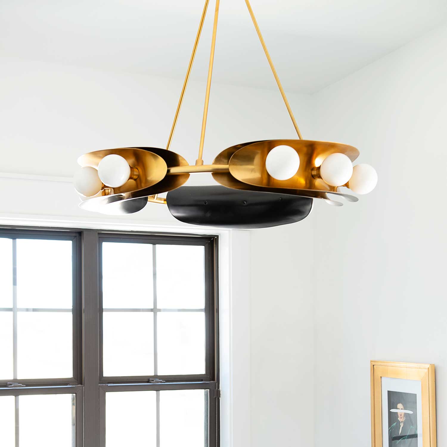 Hopper - Lámpara colgante industrial negra y dorada para salón