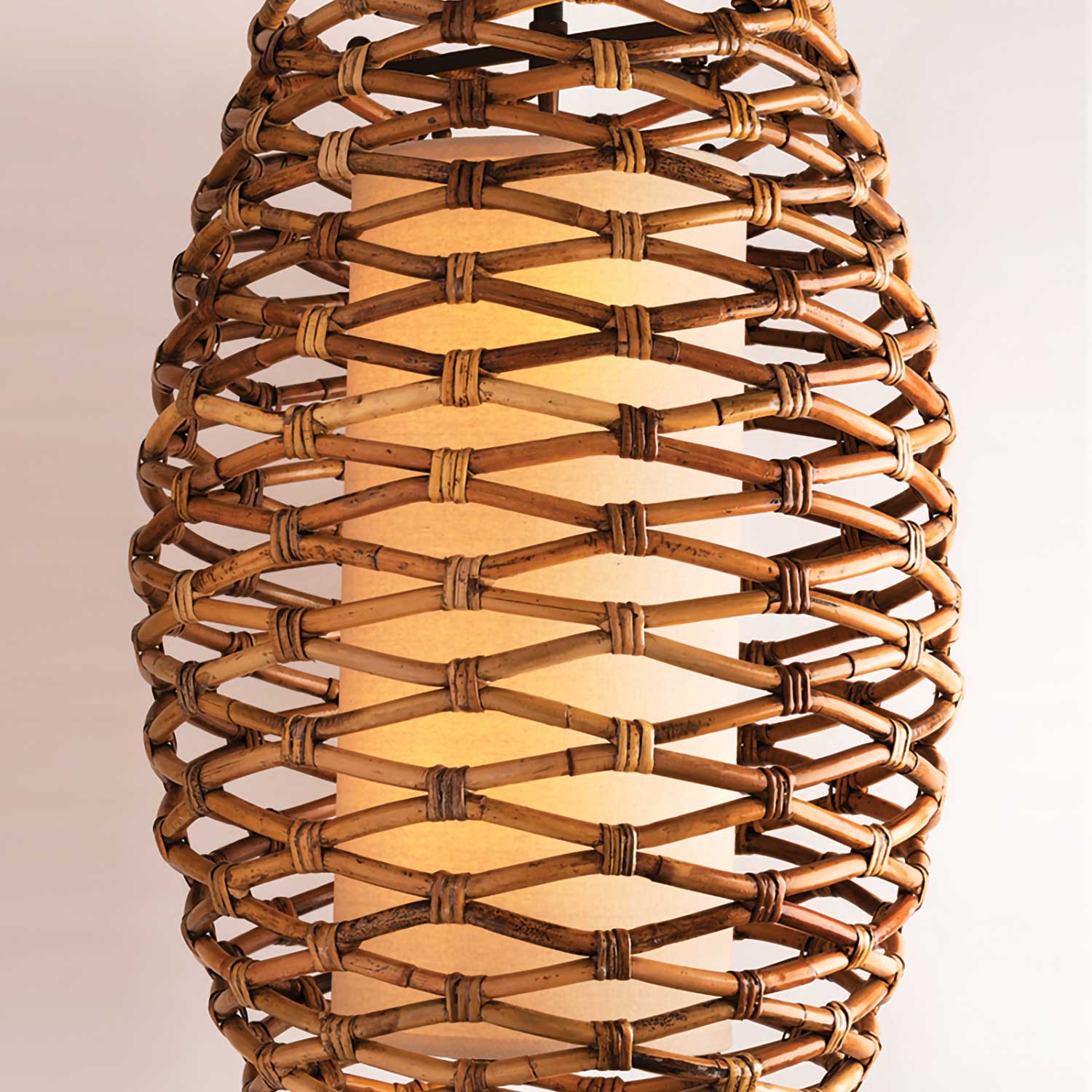 Balboa - Gran lámpara de ratán y lino para salón étnico