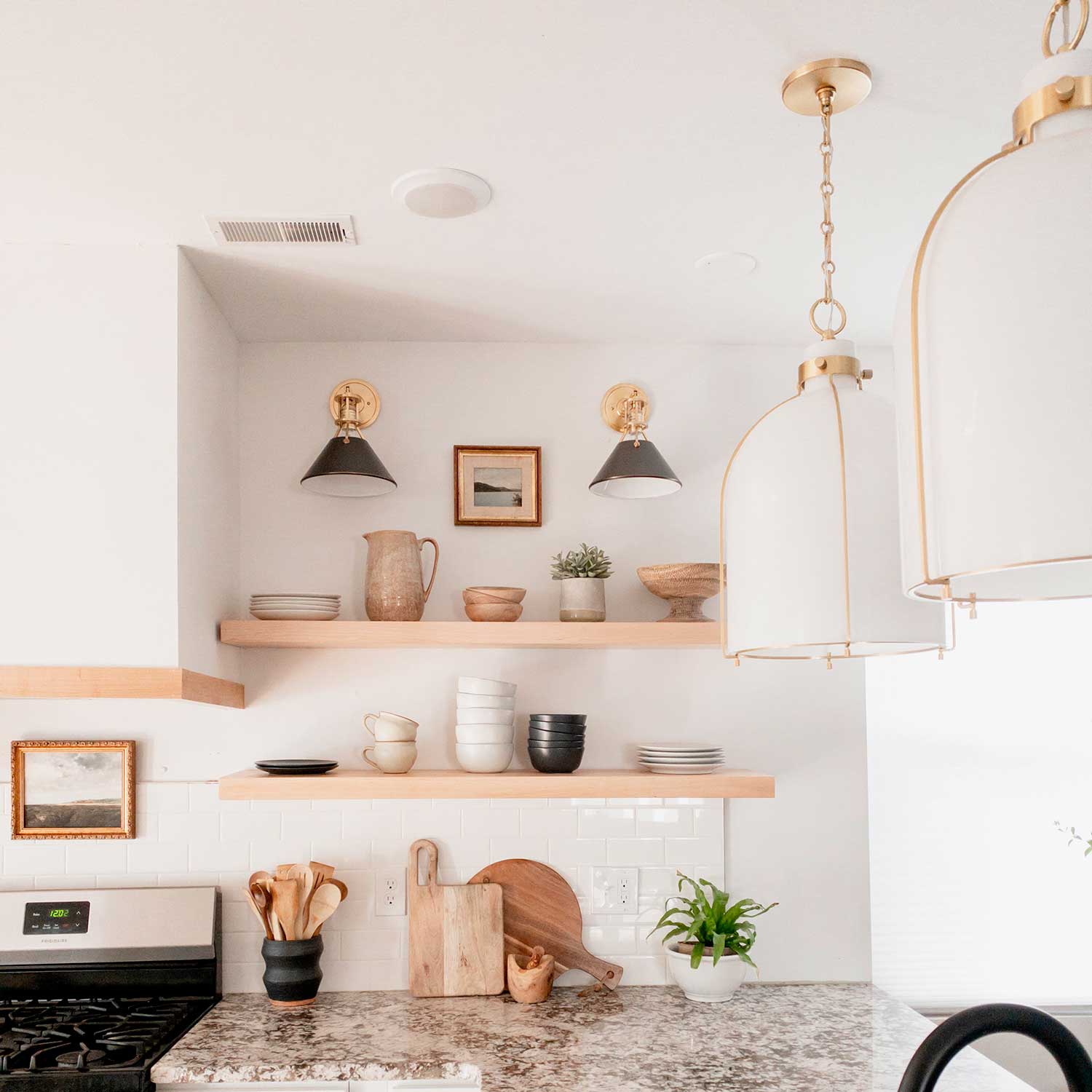 Eldridge - Vintage glass and brass pendant light for kitchen