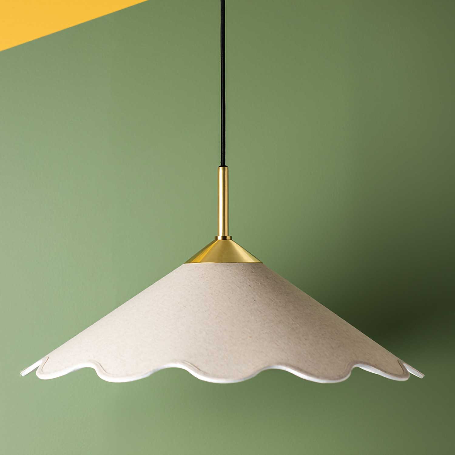 Sodsai - Linen and gold brass floral design pendant light