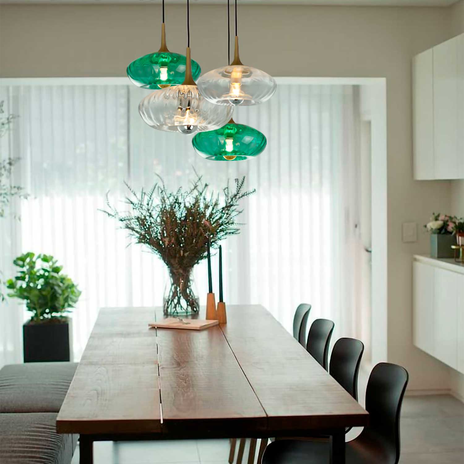 Grace - Colored glass art deco design pendant light