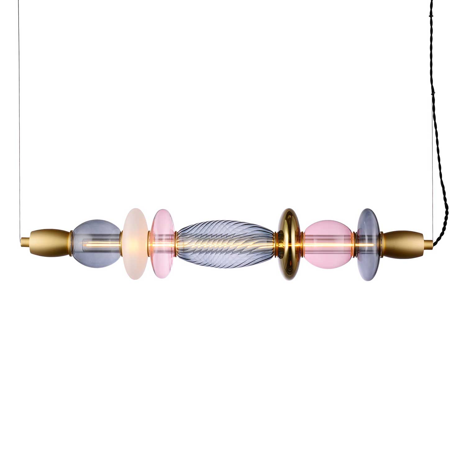 Léonor - LED tube pendant light in colored glass design