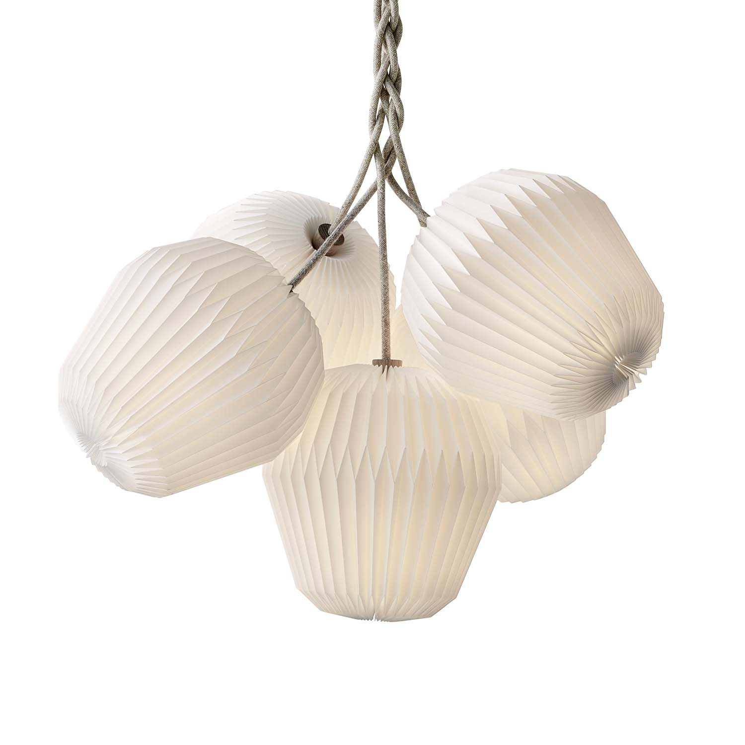 LE KLINT BOUQUET 5 cluster chandelier in white folded paper design