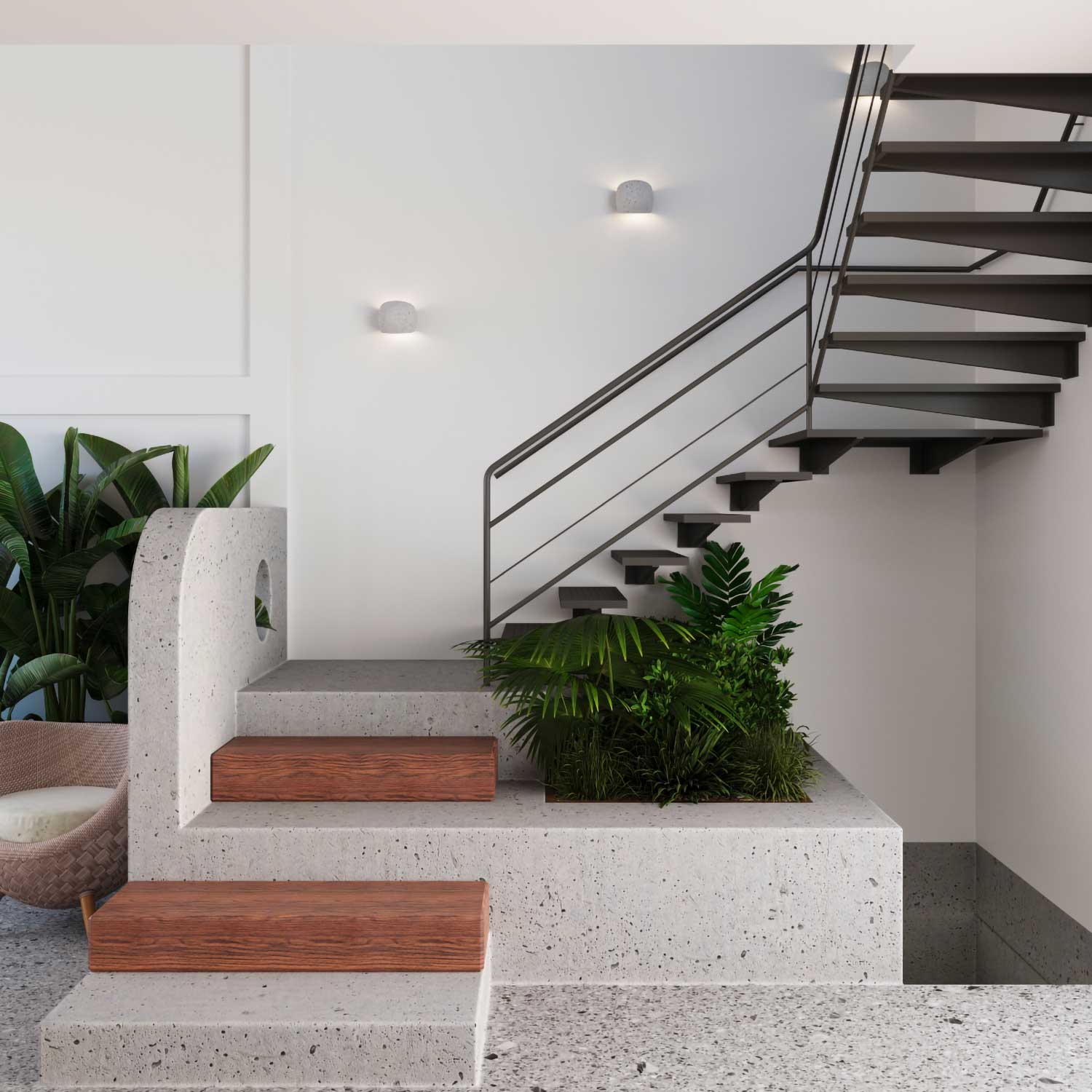 Avior - Applique murale béton pour salon industriel