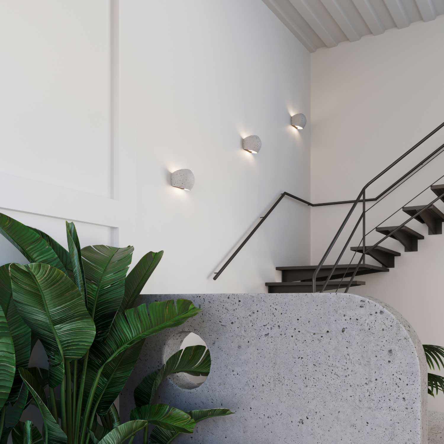 Avior - Applique murale béton pour salon industriel