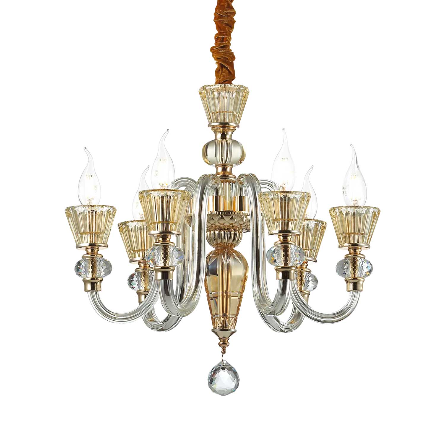 Strauss - Lustre chandelier en métal à pampilles château