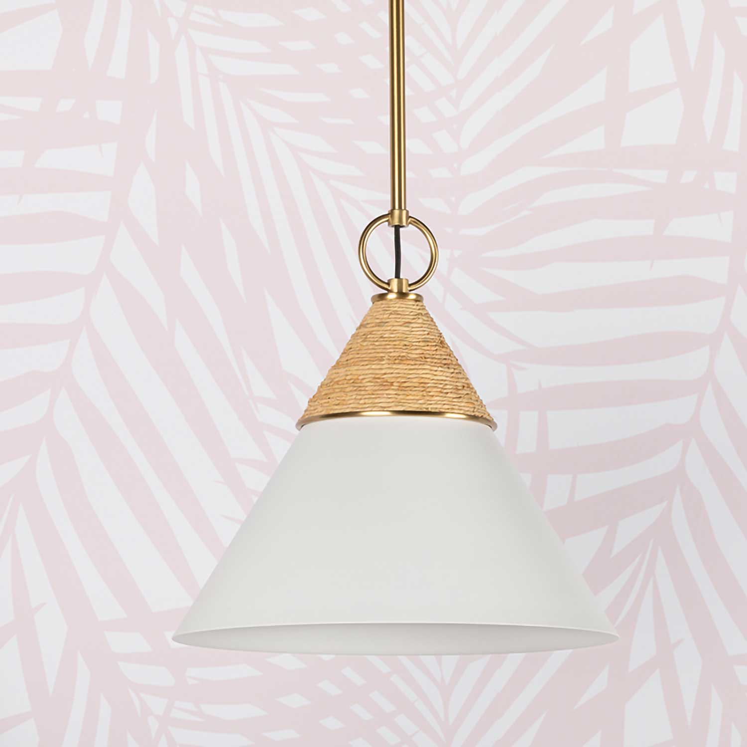 Mica - Suspension in rattan, glass and golden brass design