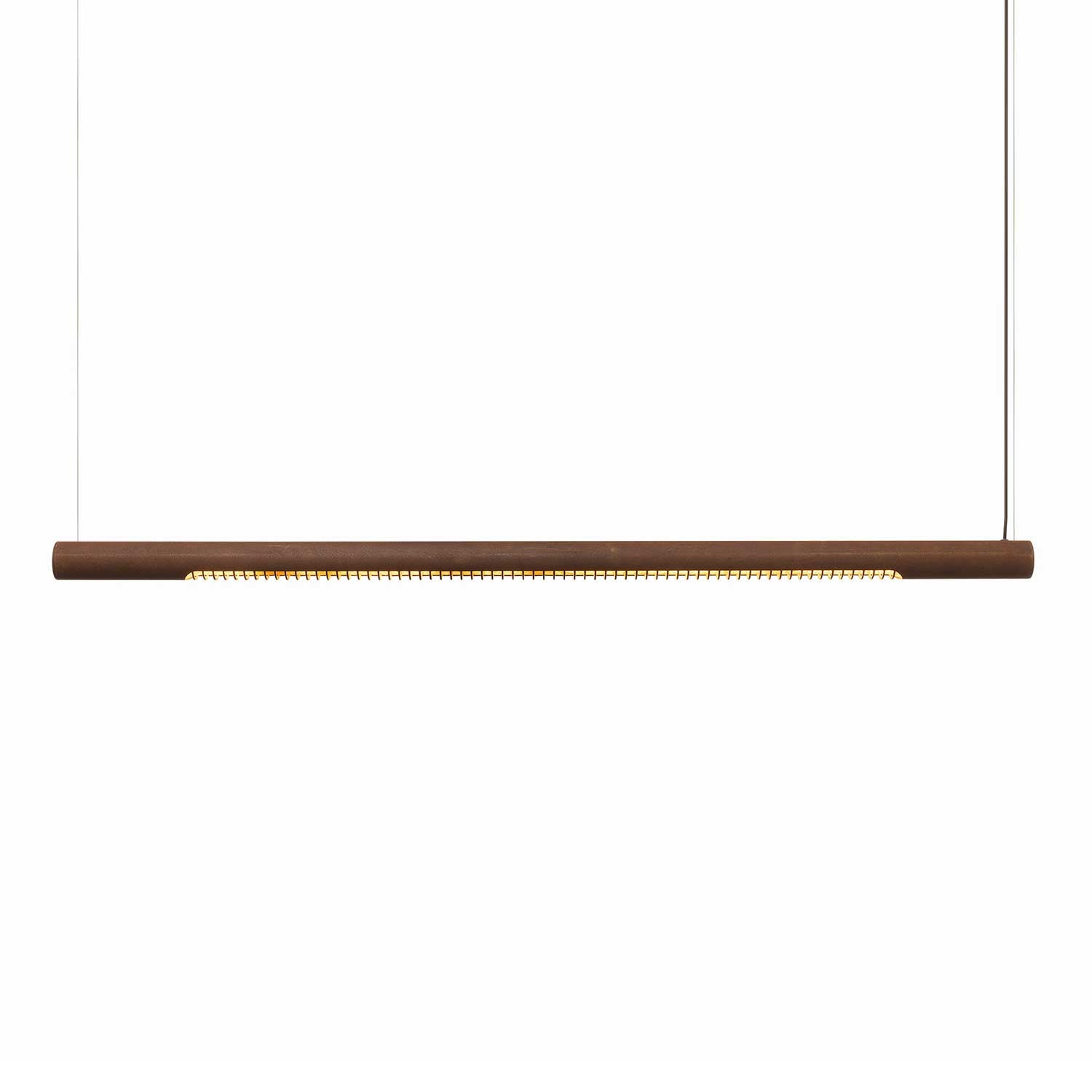 Roest Horizontal Linear - Tubo de suspensión de acero oxidado con led