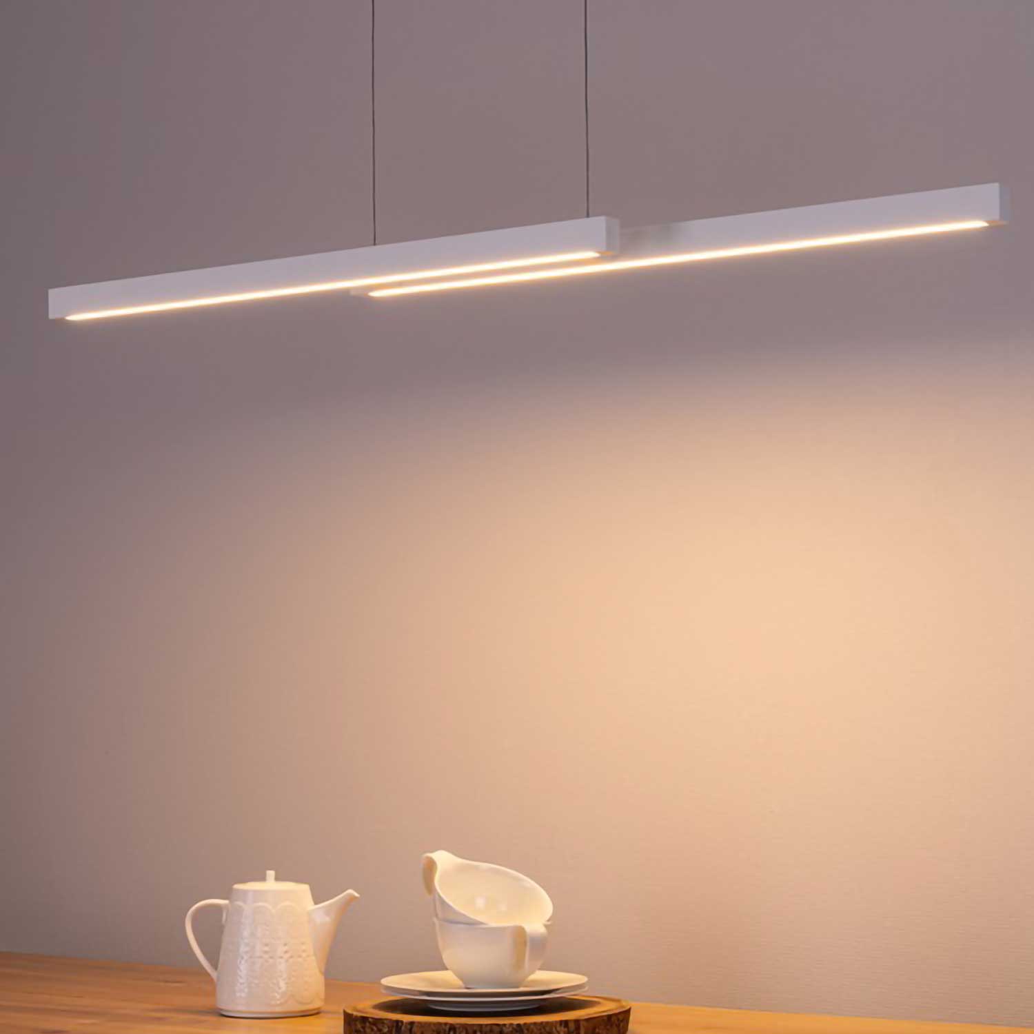 Nunki - Gran suspensión LED de madera para comedor moderno