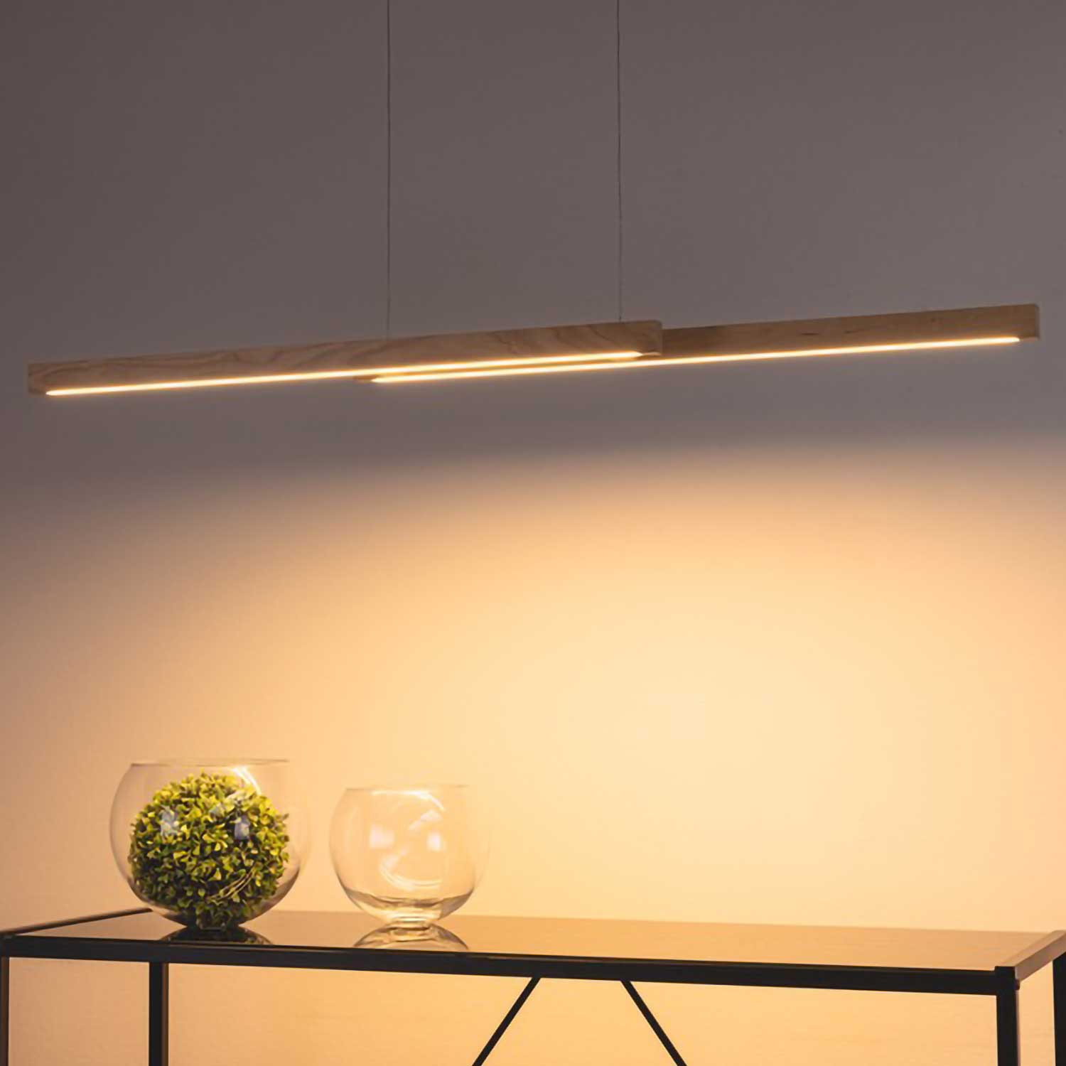Nunki - Large wooden LED pendant light for modern dining room