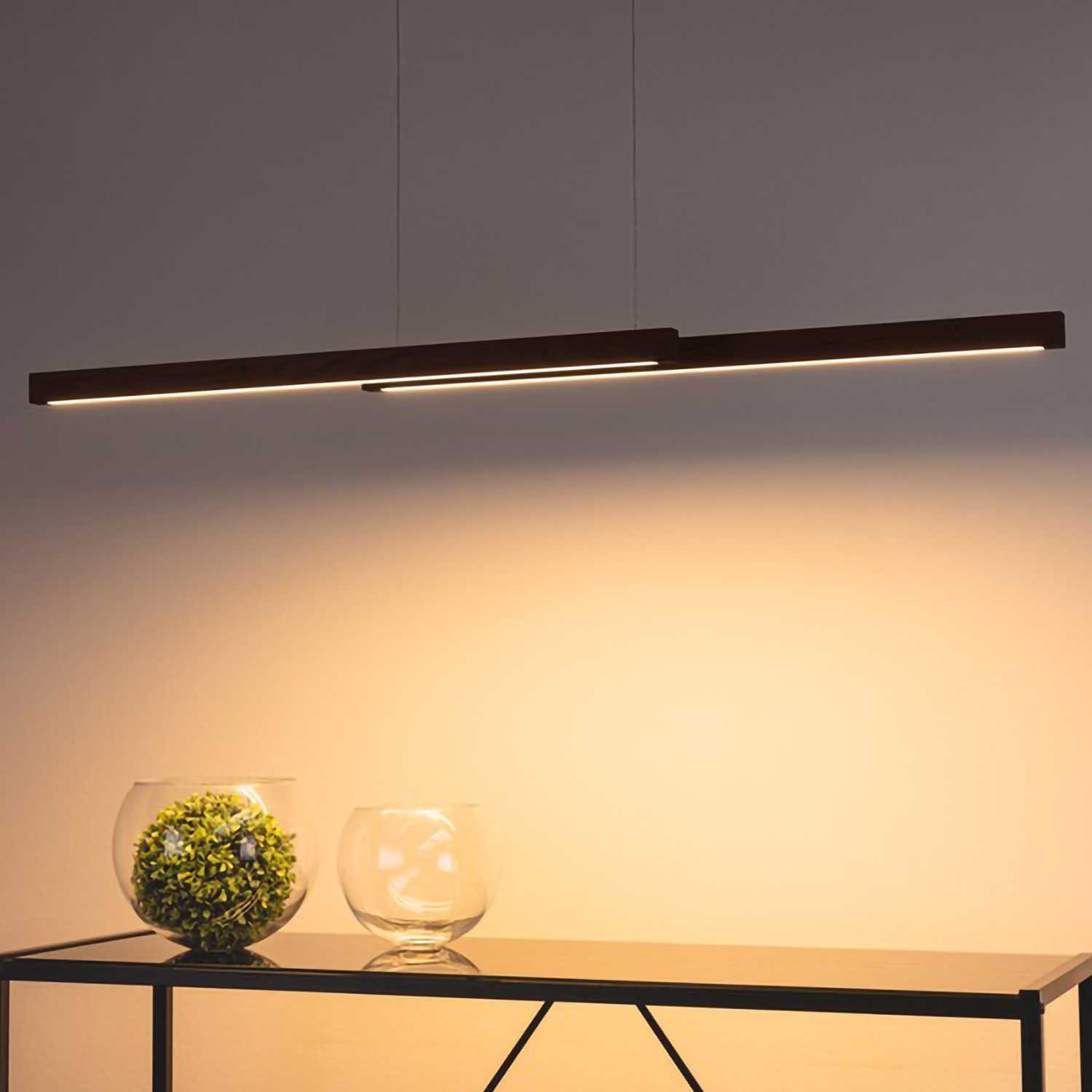 Nunki - Gran suspensión LED de madera para comedor moderno