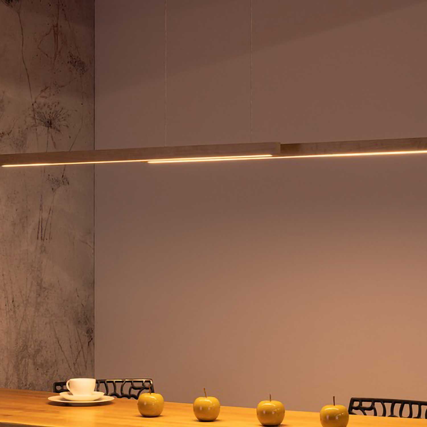 Nunki - Gran suspensión LED de madera para comedor moderno