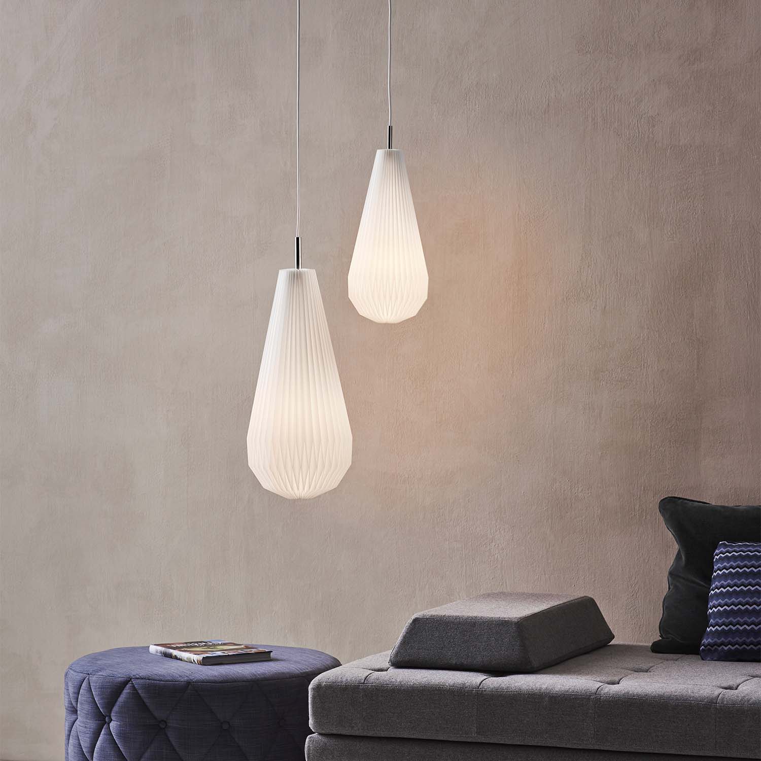 COMET - Lámpara colgante forma de gota en pvc plisado artesanal