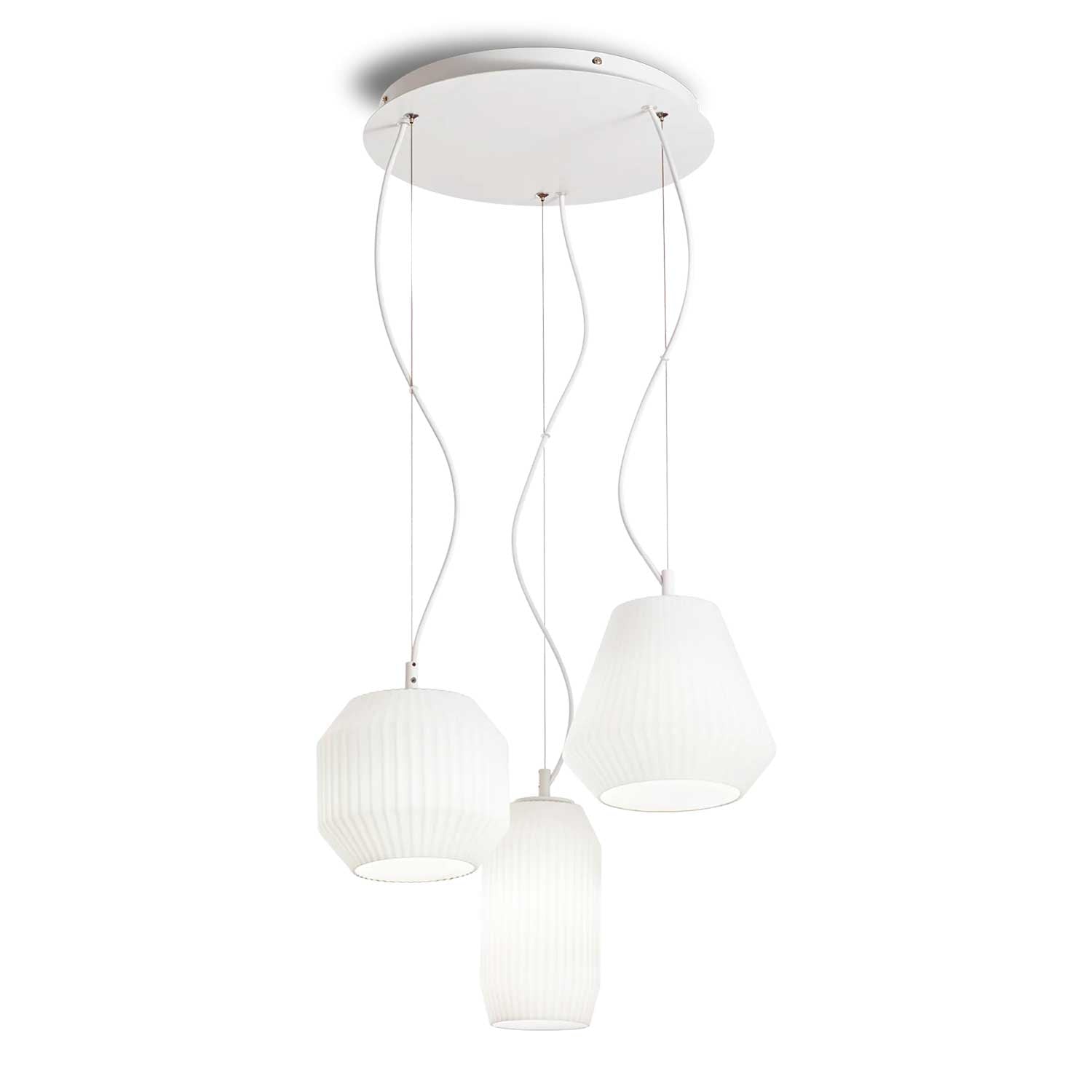 Origami - Lampadario in vetro composizione 3 sospensioni per soggiorno