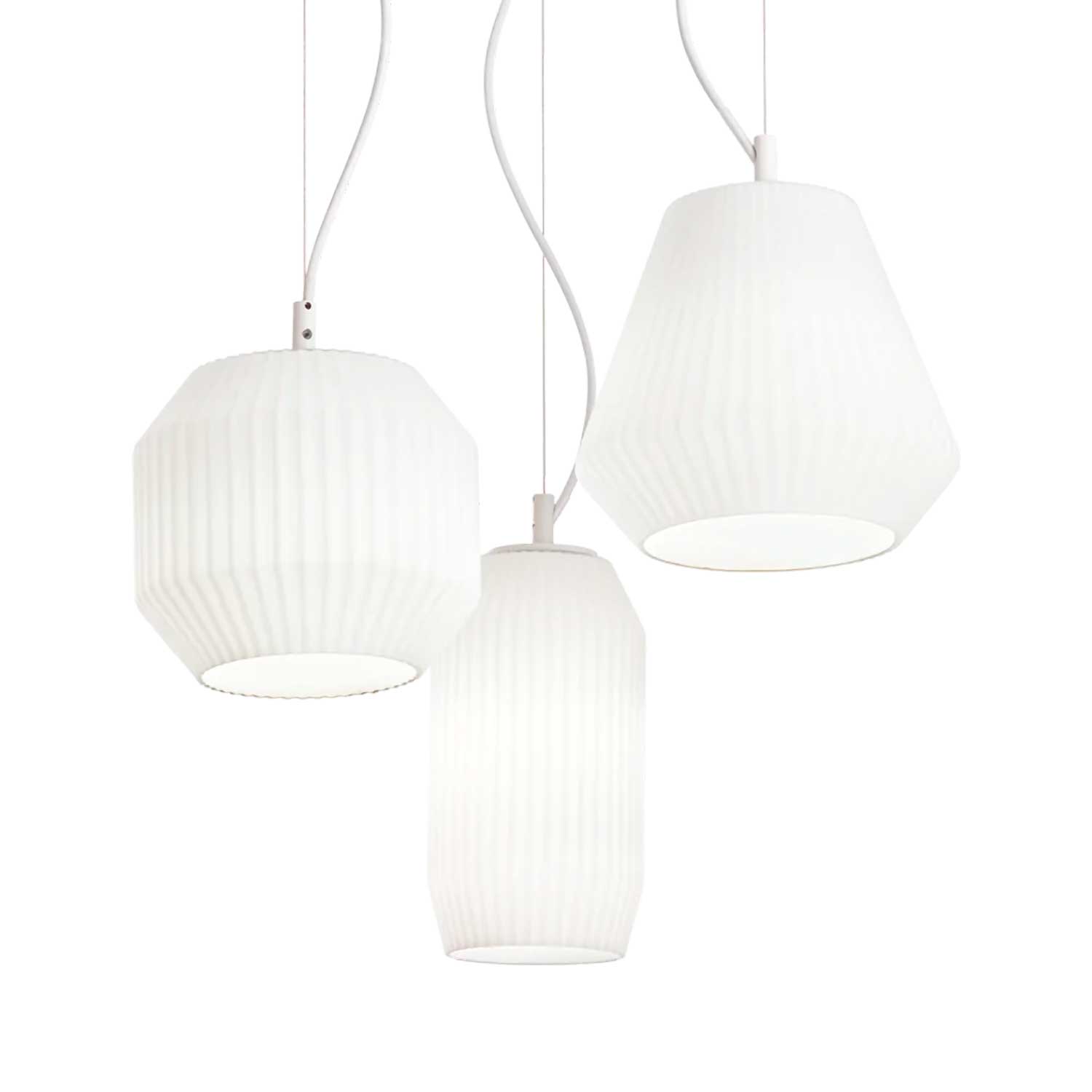 Origami - Lustre en verre composition 3 suspensions pour salon