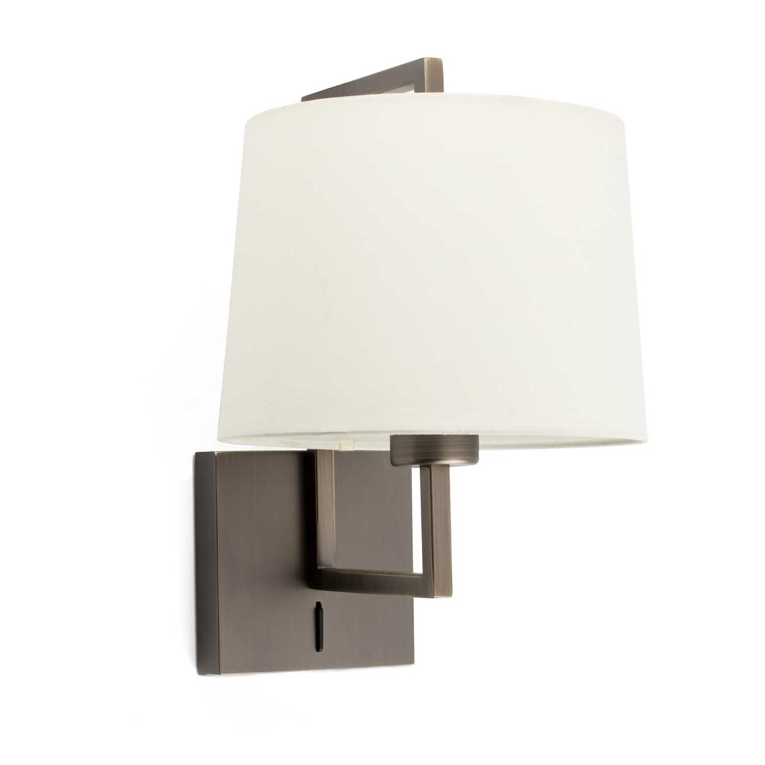 Frame - Applique murale vintage en bronze et abat-jour tissu