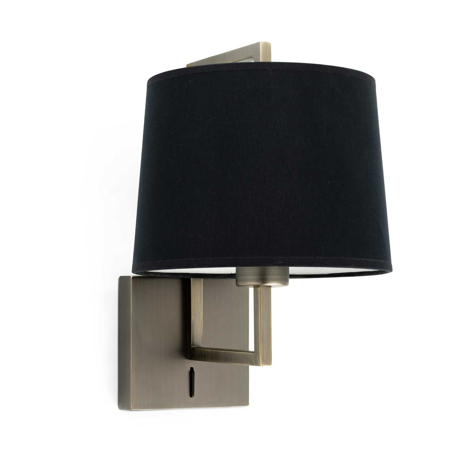 Frame - Applique murale vintage en bronze et abat-jour tissu