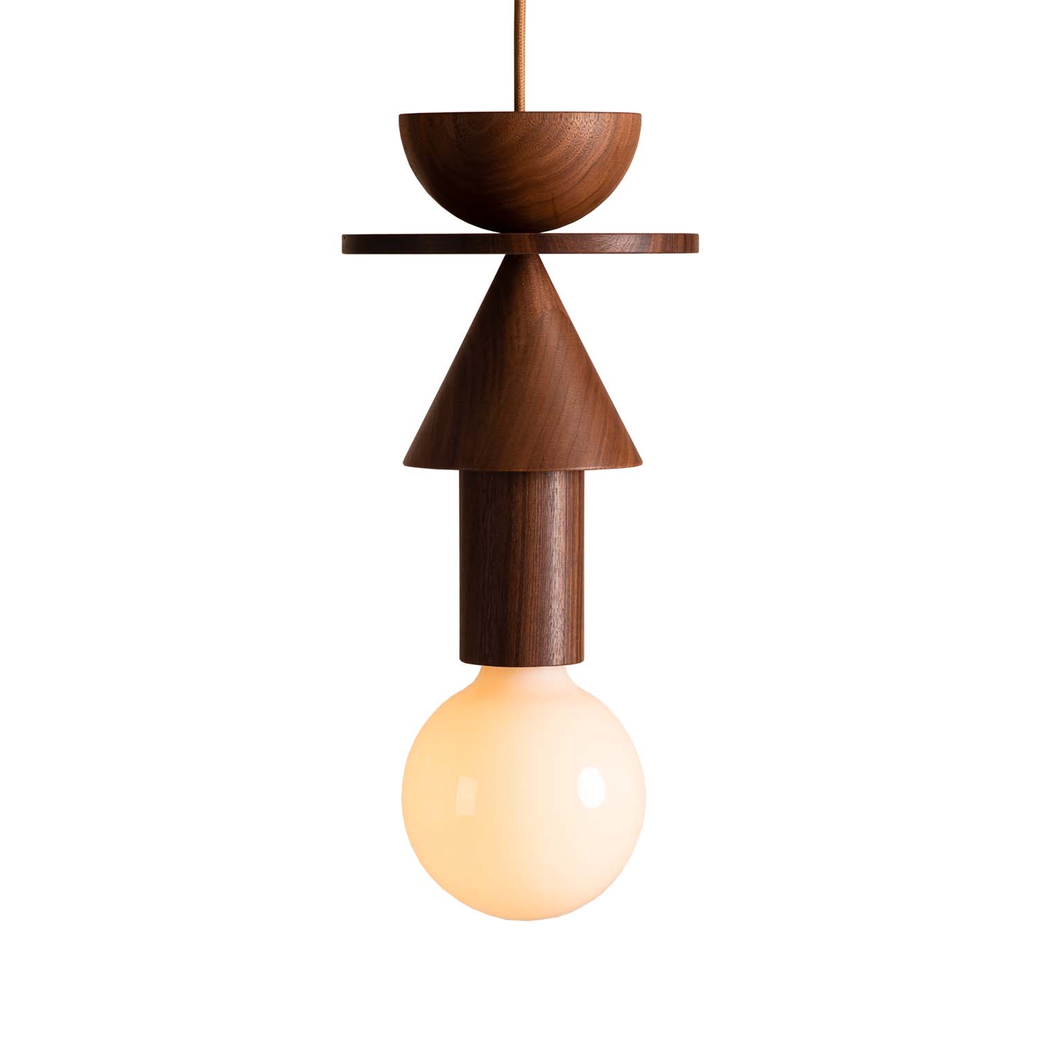 JUNIT WALNUT - Walnut wood bilboquet-shaped pendant light