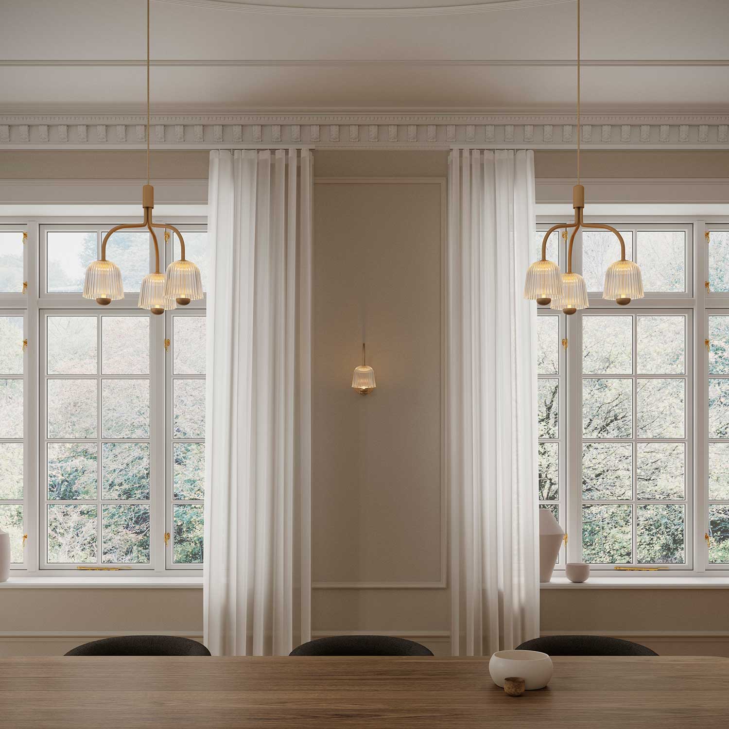 Asteea 3 - Lustre chic et moderne design en verre et doré