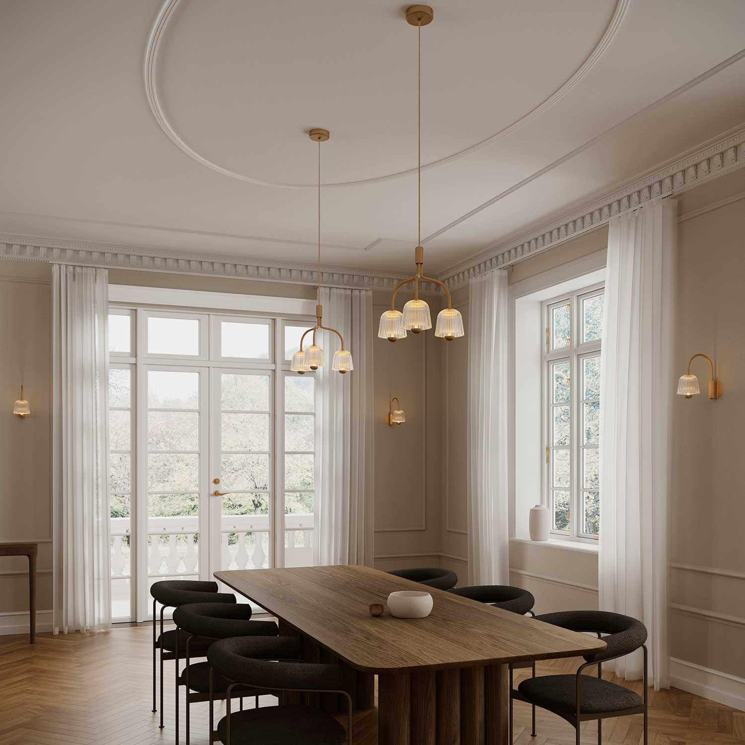 Asteea 3 - Lustre chic et moderne design en verre et doré