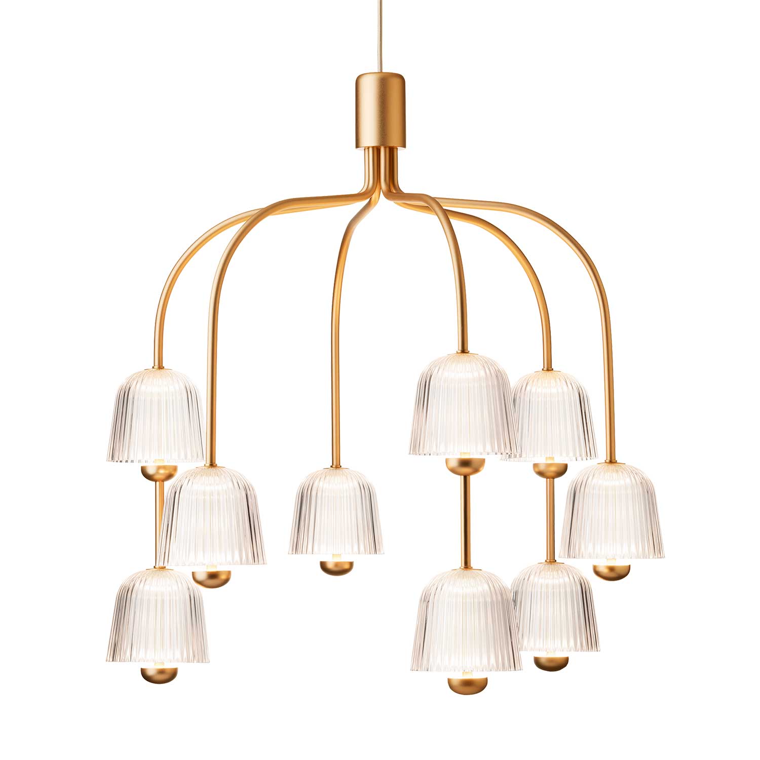Asteea 9 - Grand lustre chic et moderne design en verre et doré