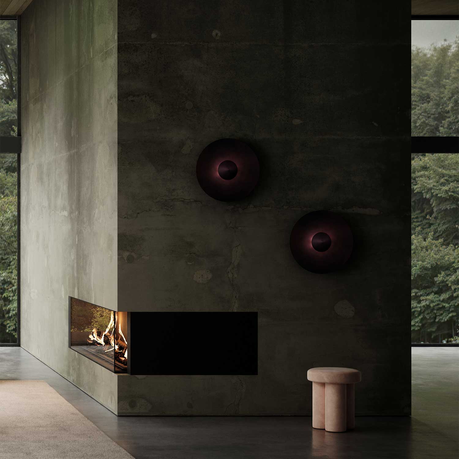 Dusk - Applique murale en acier bruni pour salon contemporain
