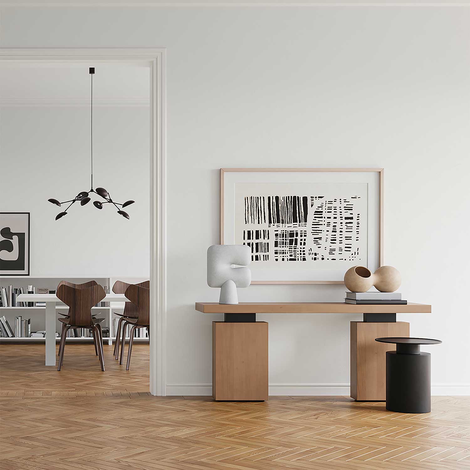 Le Deux Tisch - Design-Tischlampe aus Keramik in Sandfarbe