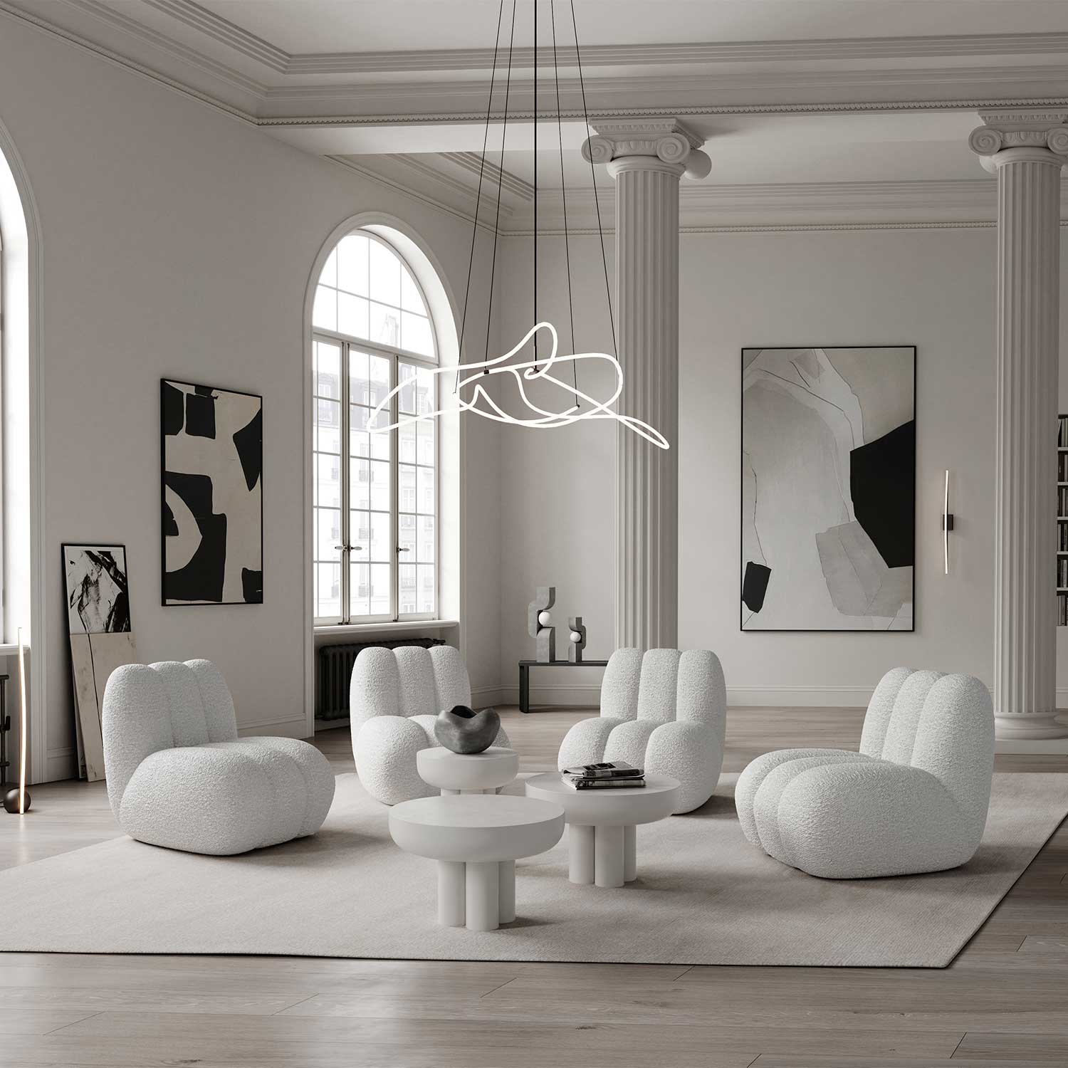 Люстра Ghost - подвесной дизайнерский светодиодный светильник в виде трубки для столовой