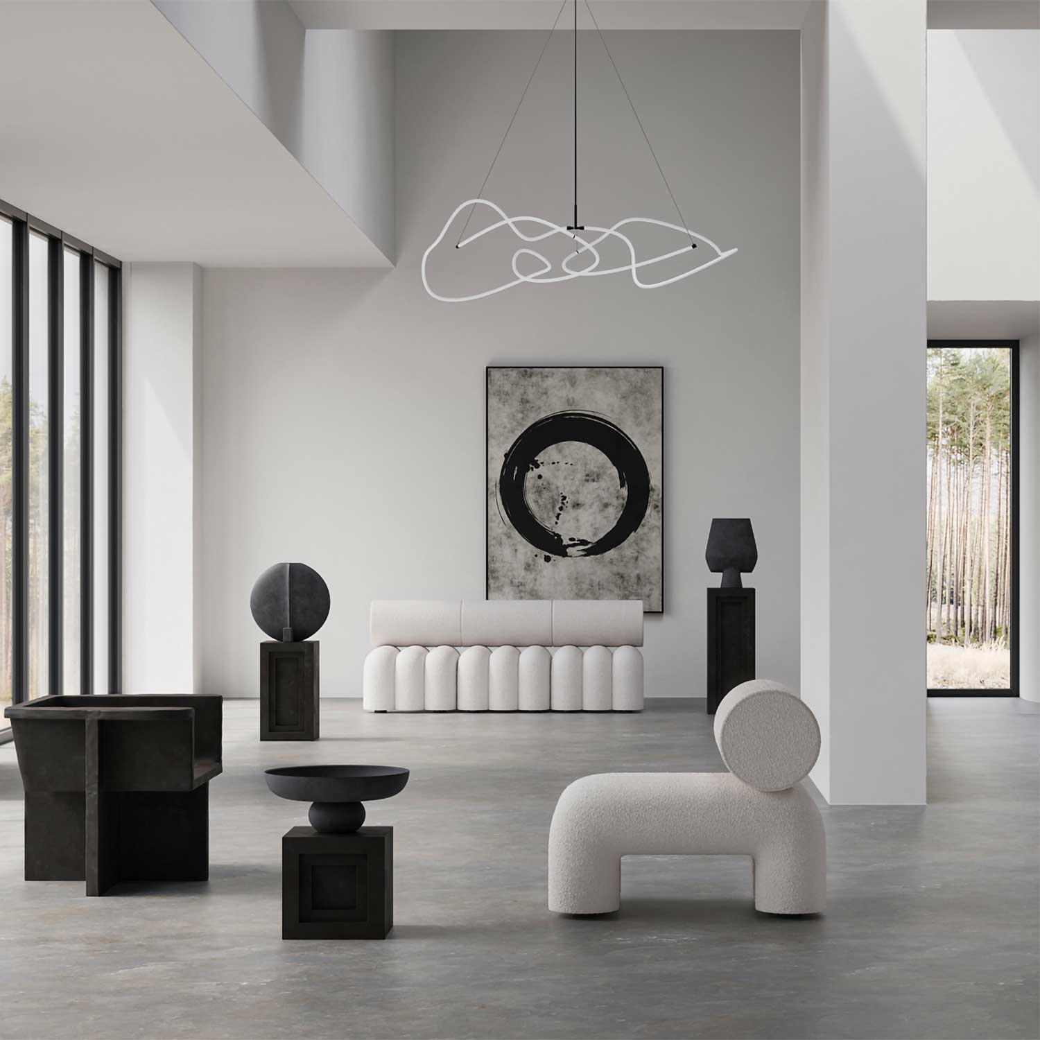 Люстра Ghost - подвесной дизайнерский светодиодный светильник в виде трубки для столовой