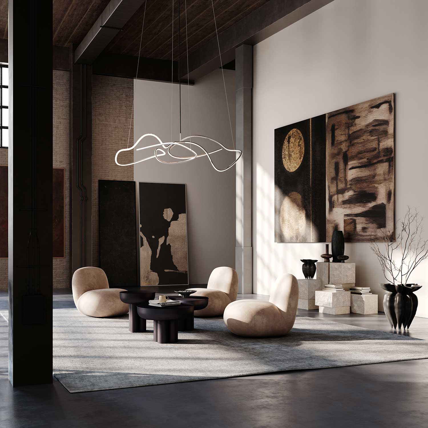 Люстра Ghost - подвесной дизайнерский светодиодный светильник в виде трубки для столовой