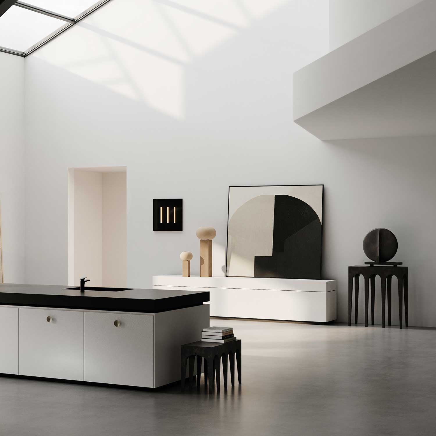 Drei - quadratische Wandleuchte mit LED für moderne Küche