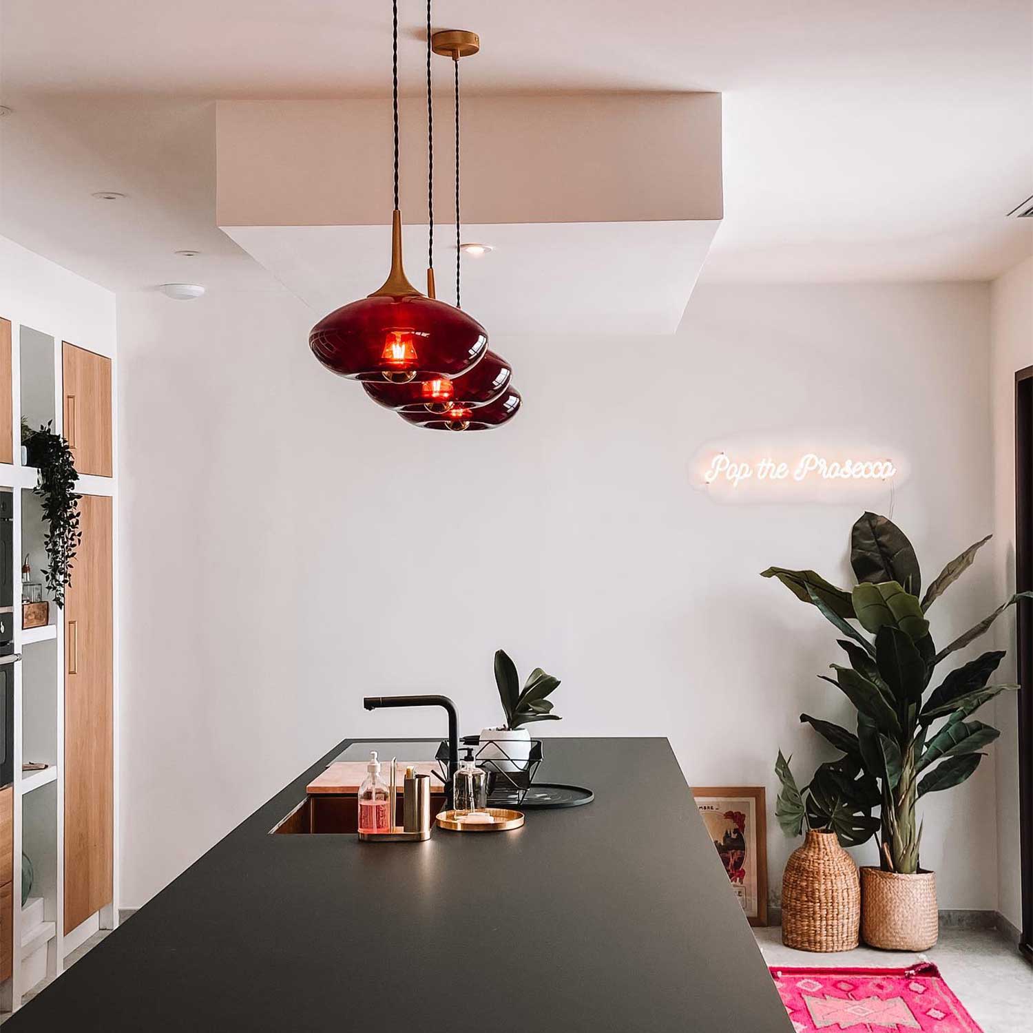 Grace - Colored glass art deco design pendant light