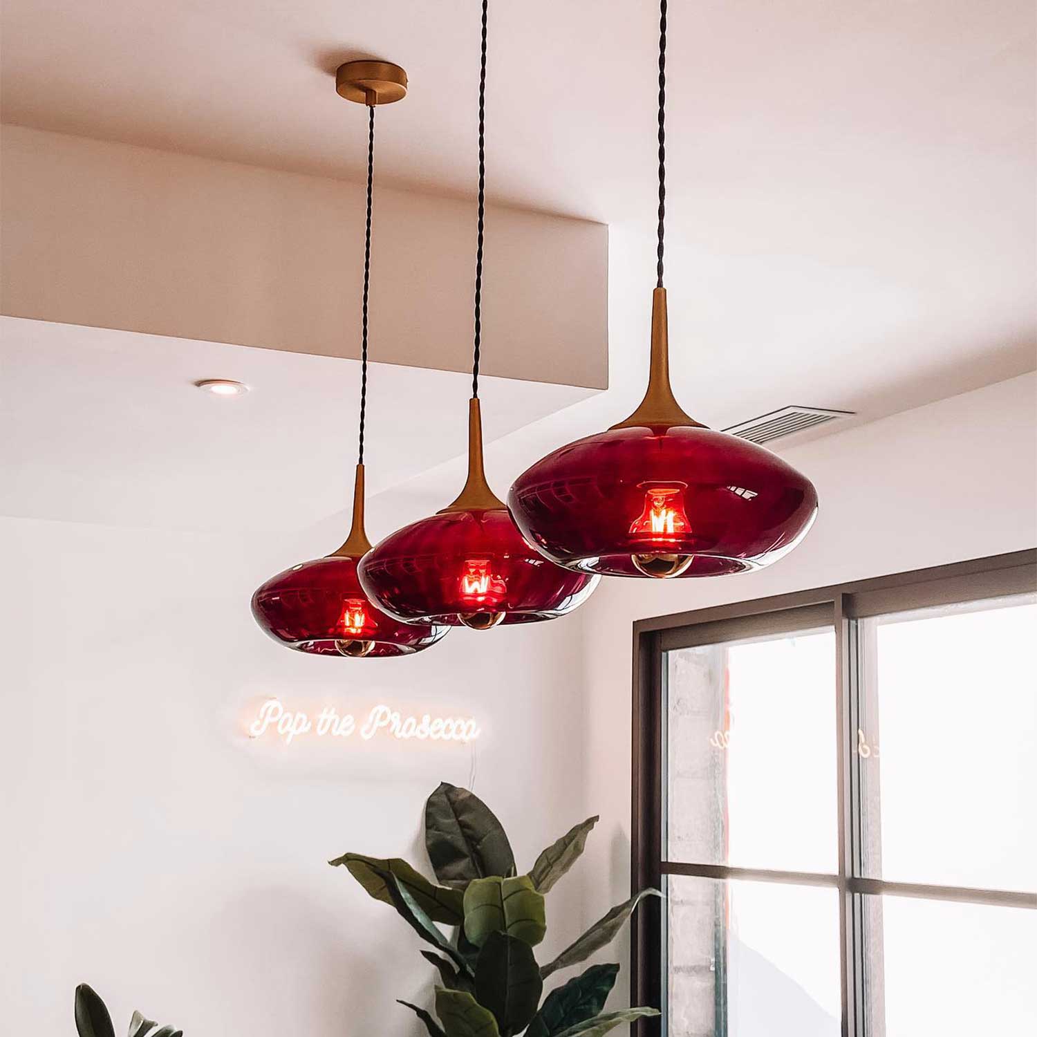 Grace - Colored glass art deco design pendant light