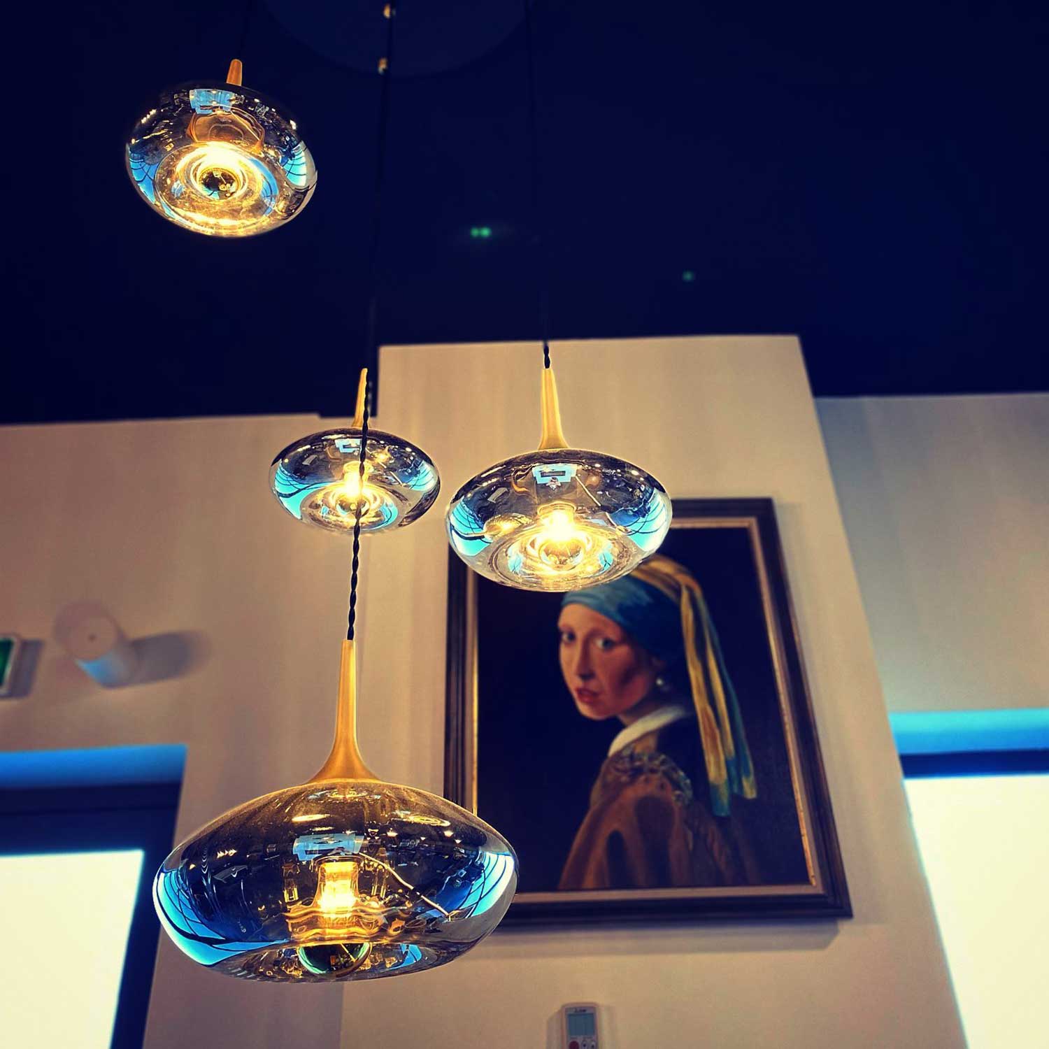 Grace - Colored glass art deco design pendant light