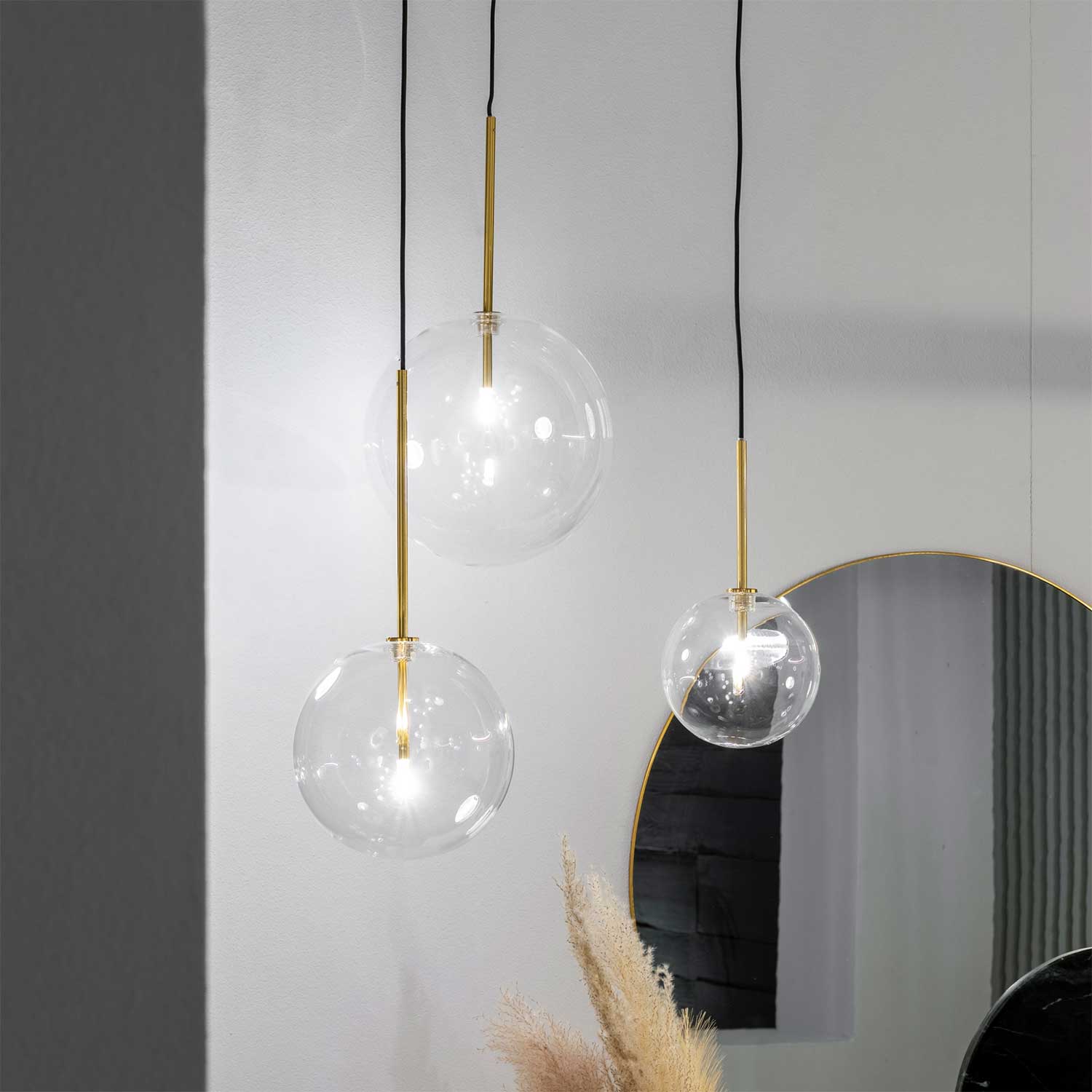Equinoxe - Design-Hängeleuchte mit transparentem Glaskugel