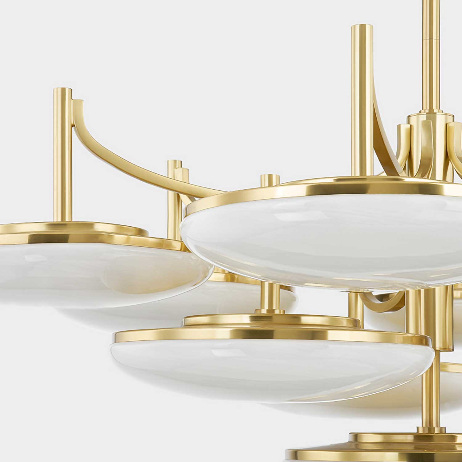 Bregman - goldener Kronleuchter und Design-Glas im Art-Déco-Stil für Wohnzimmer