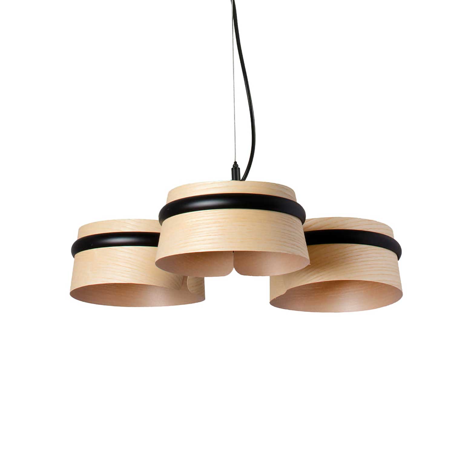 Loop - Lustre abat-jour bois pour salon moderne