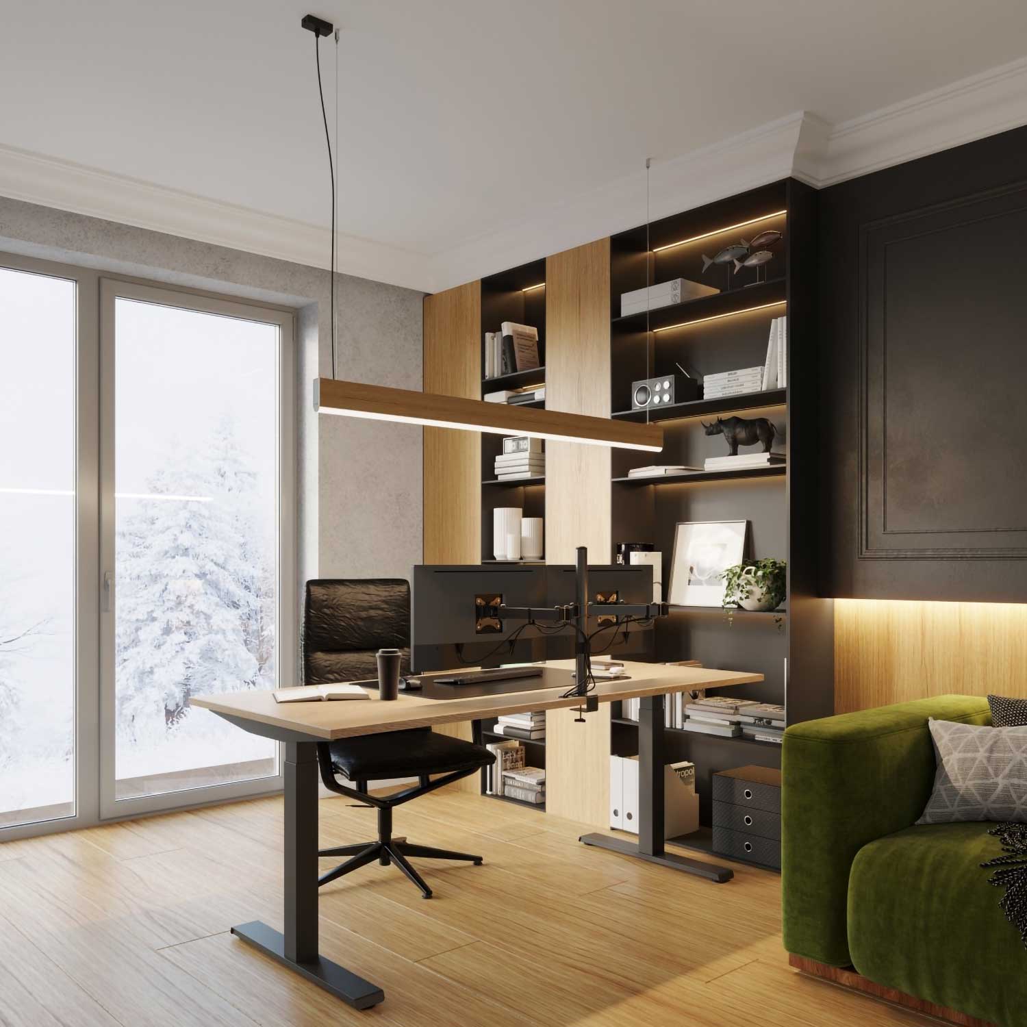 Ancha - Подвесной светильник с LED из дерева для столовой