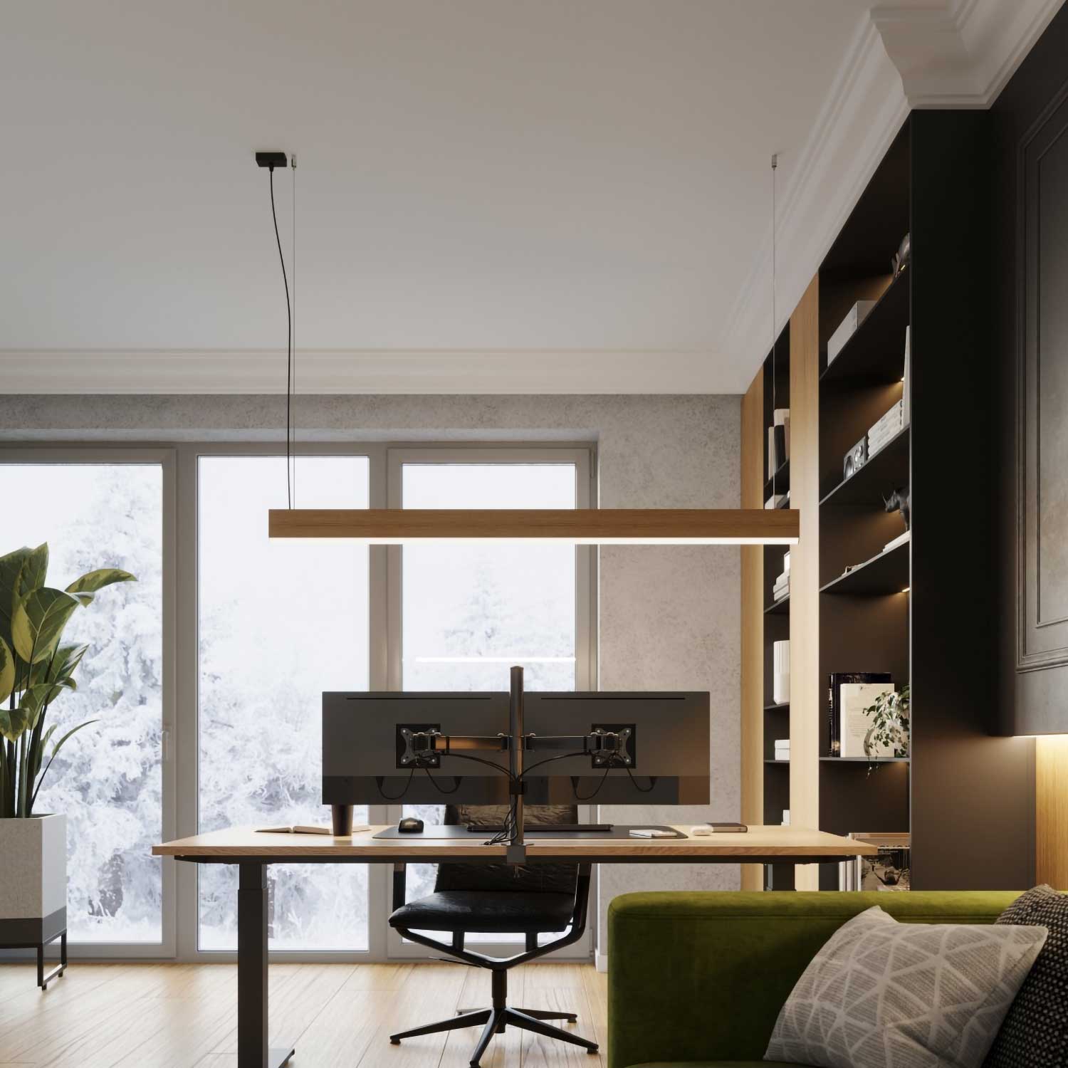 Ancha - Подвесной светильник с LED из дерева для столовой