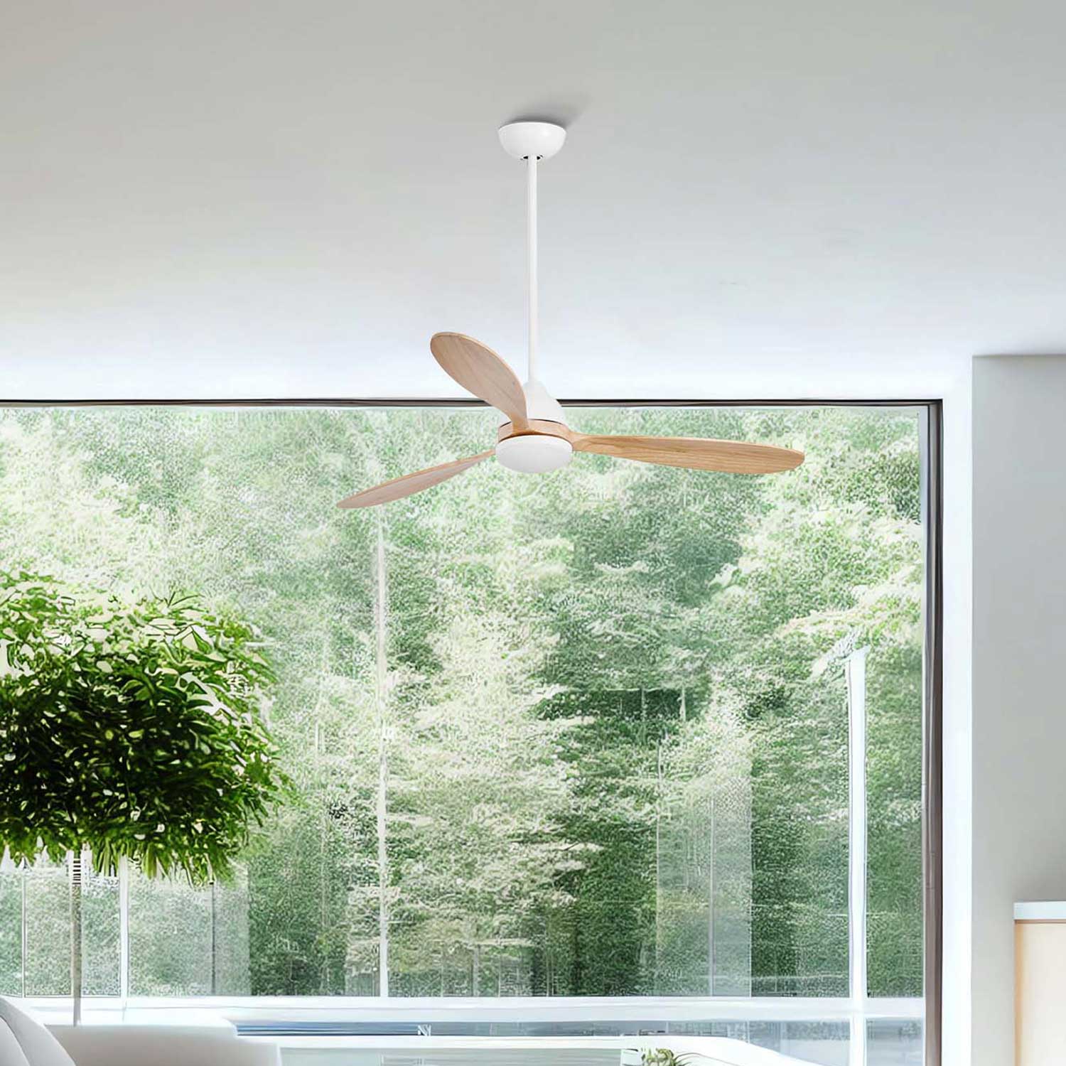 Poros - Design wooden LED ceiling fan for living room