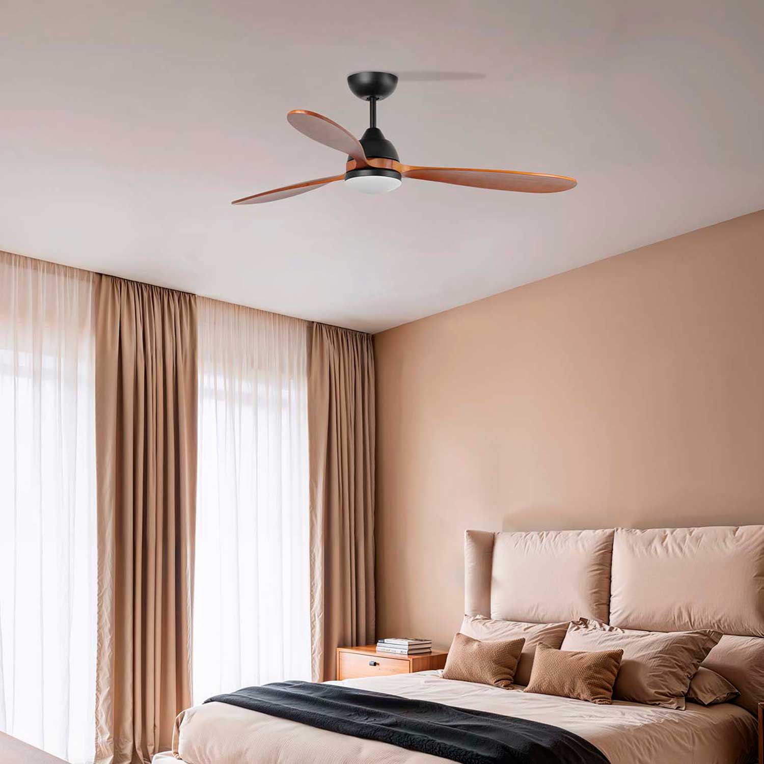 Poros - светодионный потолочный вентилятор из дерева дизайнерский для гостиной