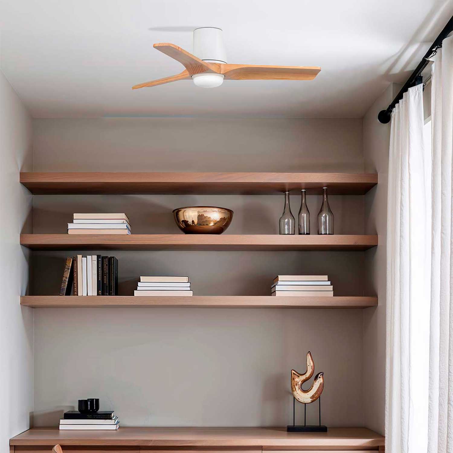 Heywood - Plafoniera ventilatore in legno con luce