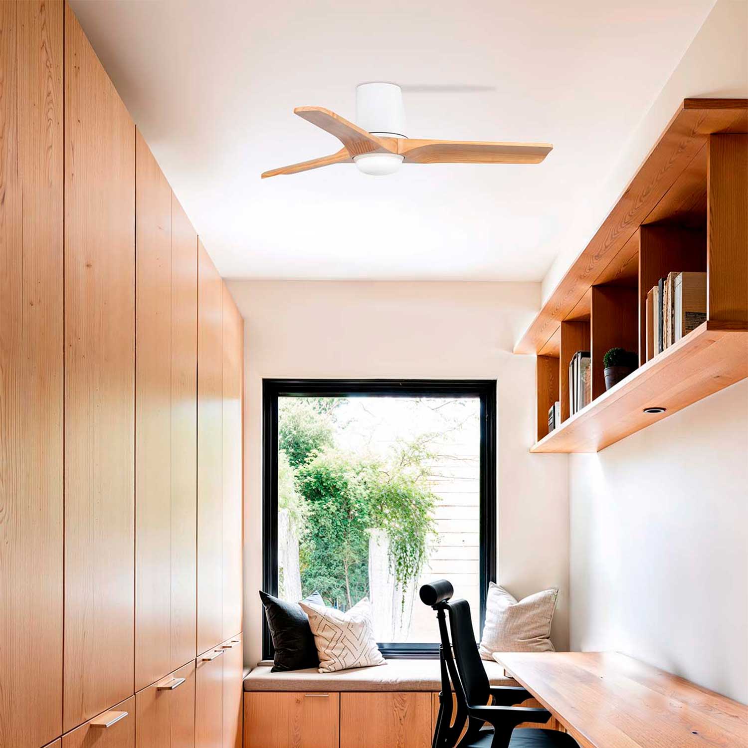 Heywood - Plafoniera ventilatore in legno con luce