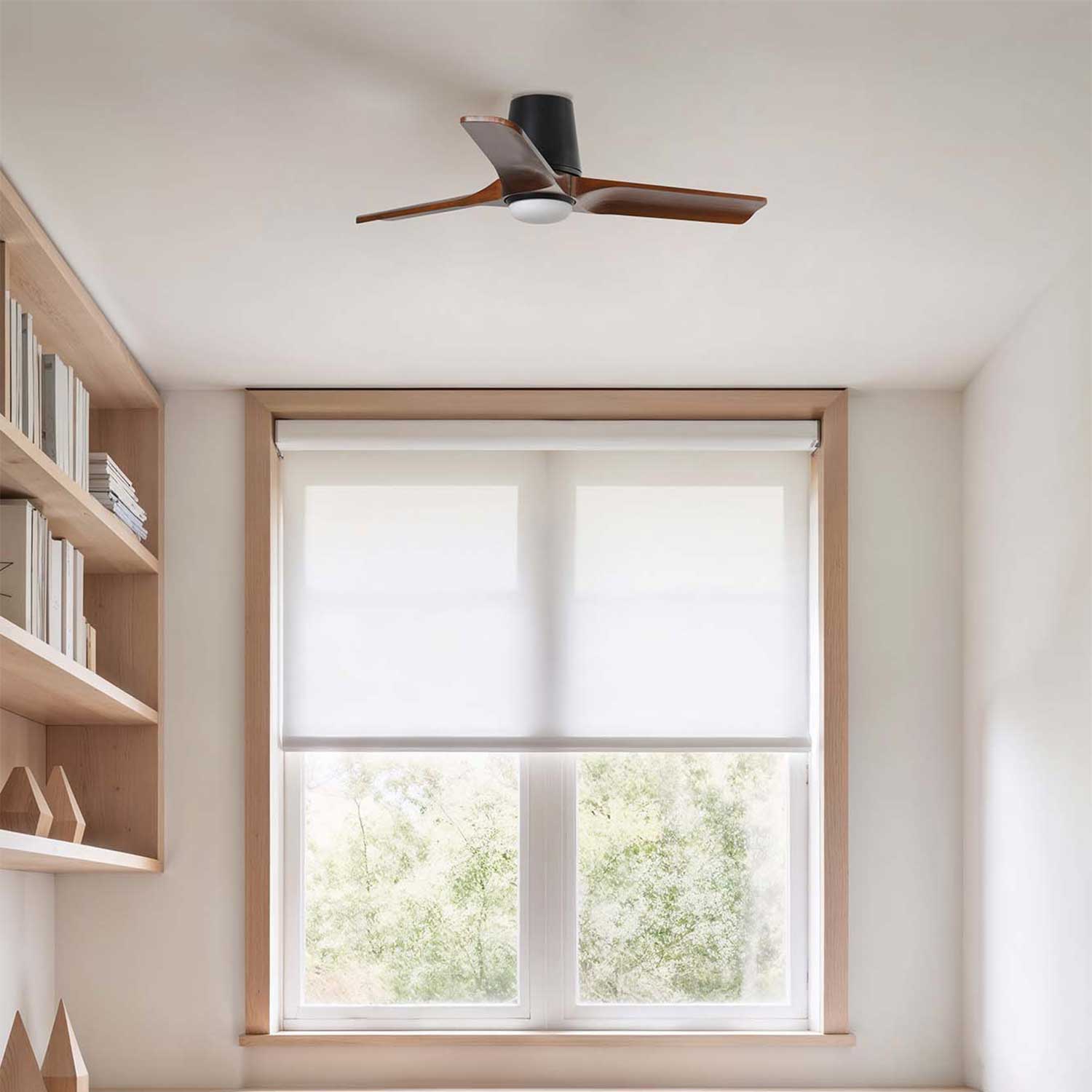 Heywood - Plafoniera ventilatore in legno con luce