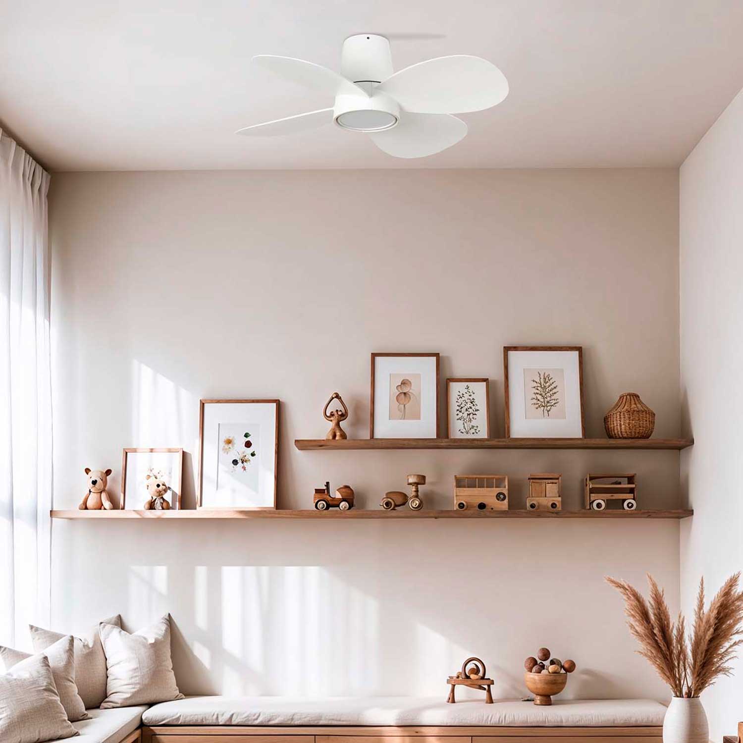 Klover - White LED ceiling fan for modern interior