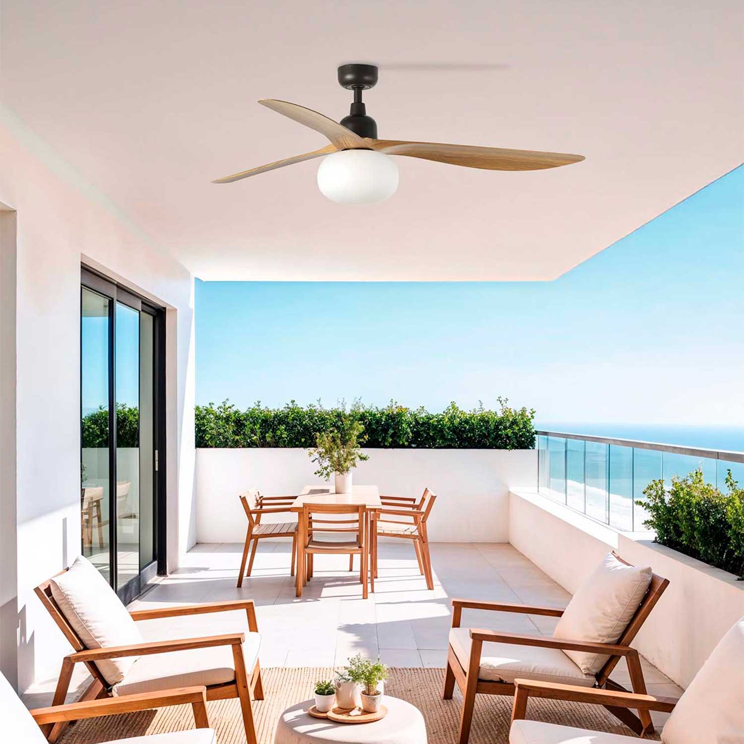 Outwood - Потолочный вентилятор с LED подсветкой белого цвета, дизайн